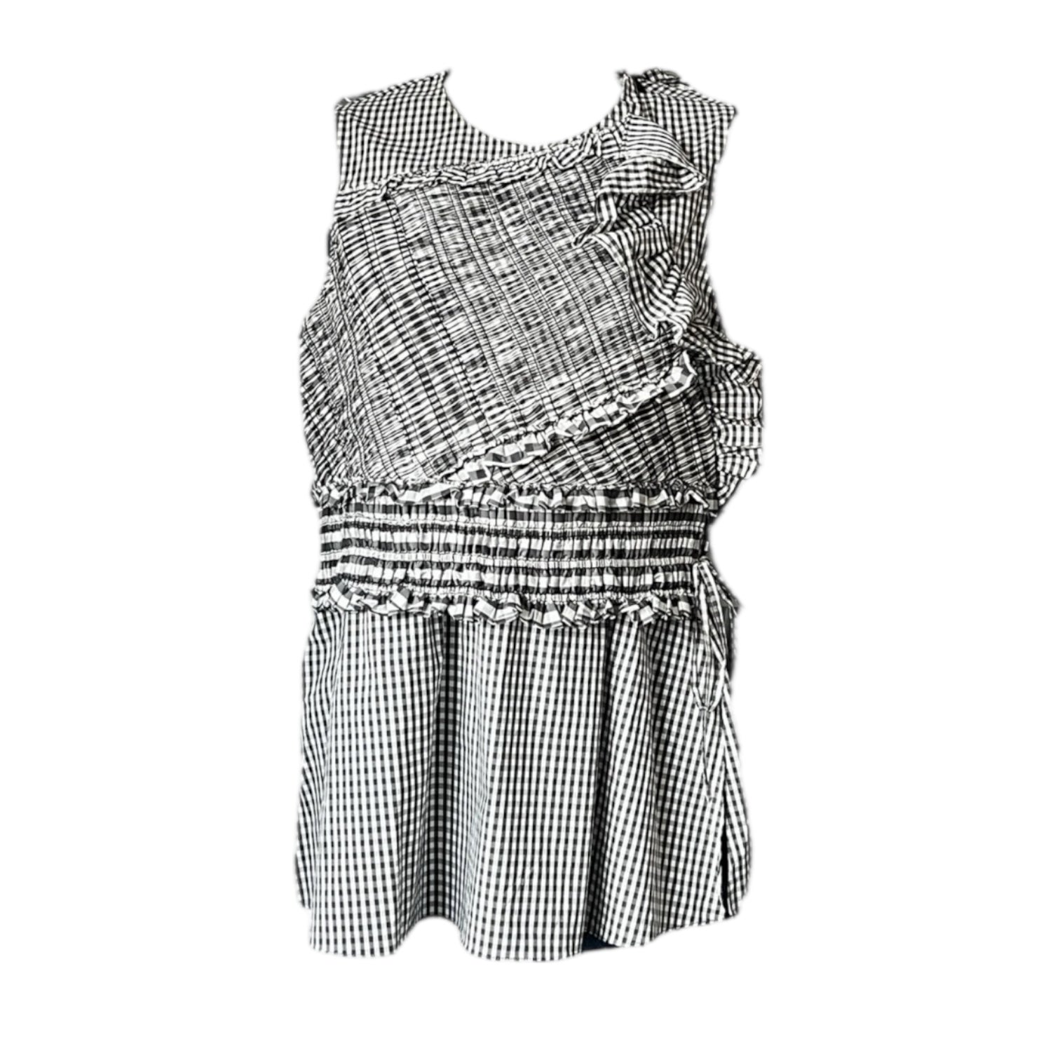 3.1 Phillip Lim Gingham Ruffle Peplum Sleeveless Top – US4