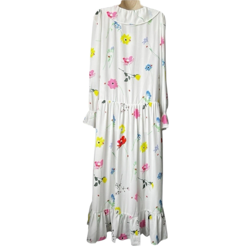 Olivia Rubin Chiffon Floral Midi Dress – Ruffle V-Neck, UK8