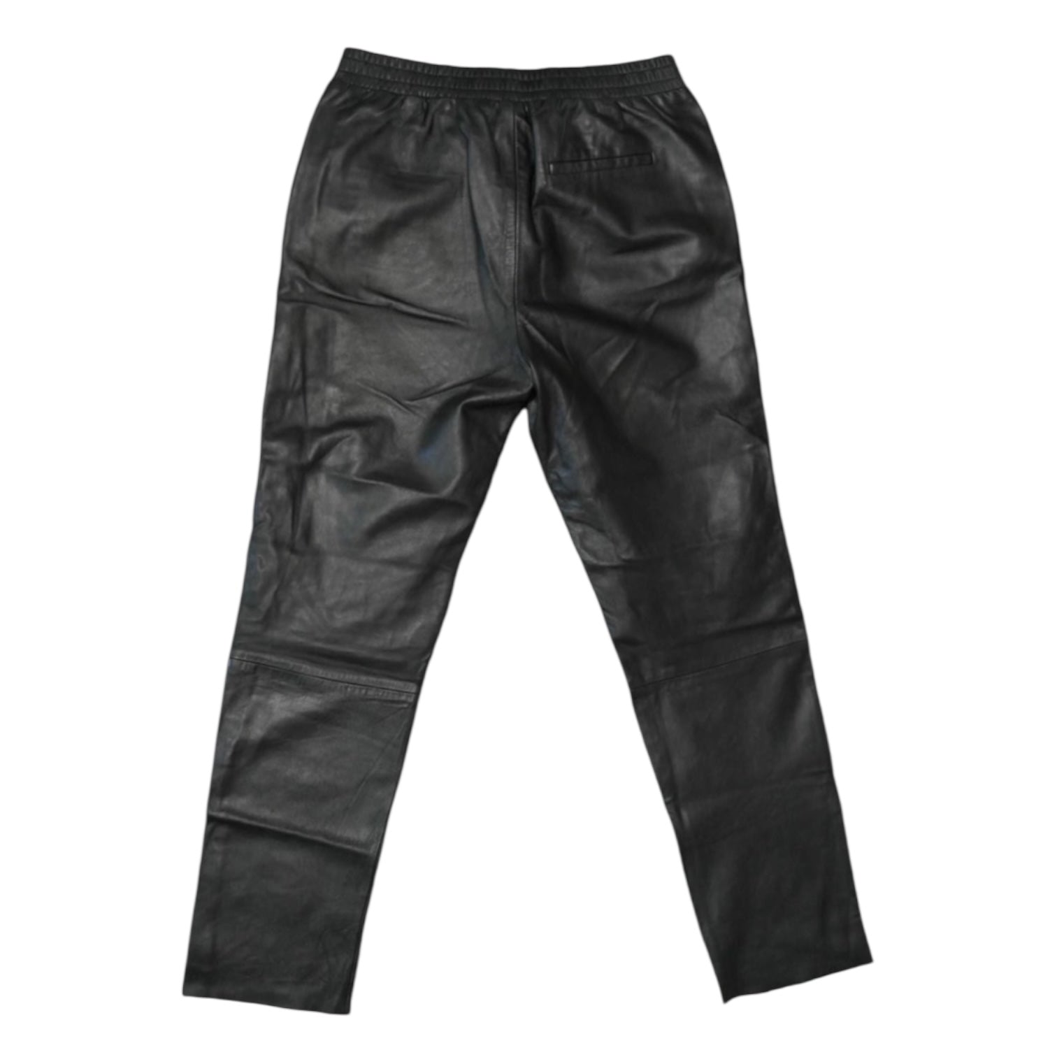 Maje Real Leather Pants Black Elastic Waist Stripe Joggers Trousers UK8 – pre-loved