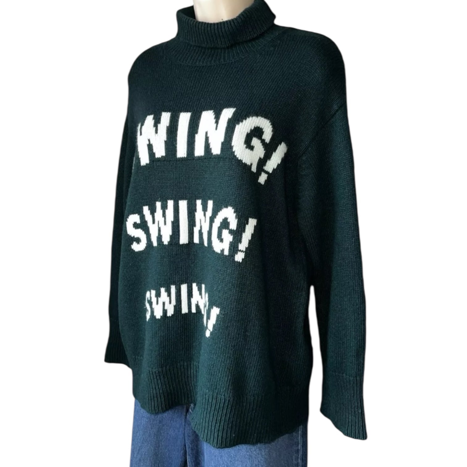 Sandro Wool-Cashmere Oversized Turtleneck Jumper – Swing Intarsia, Size 1