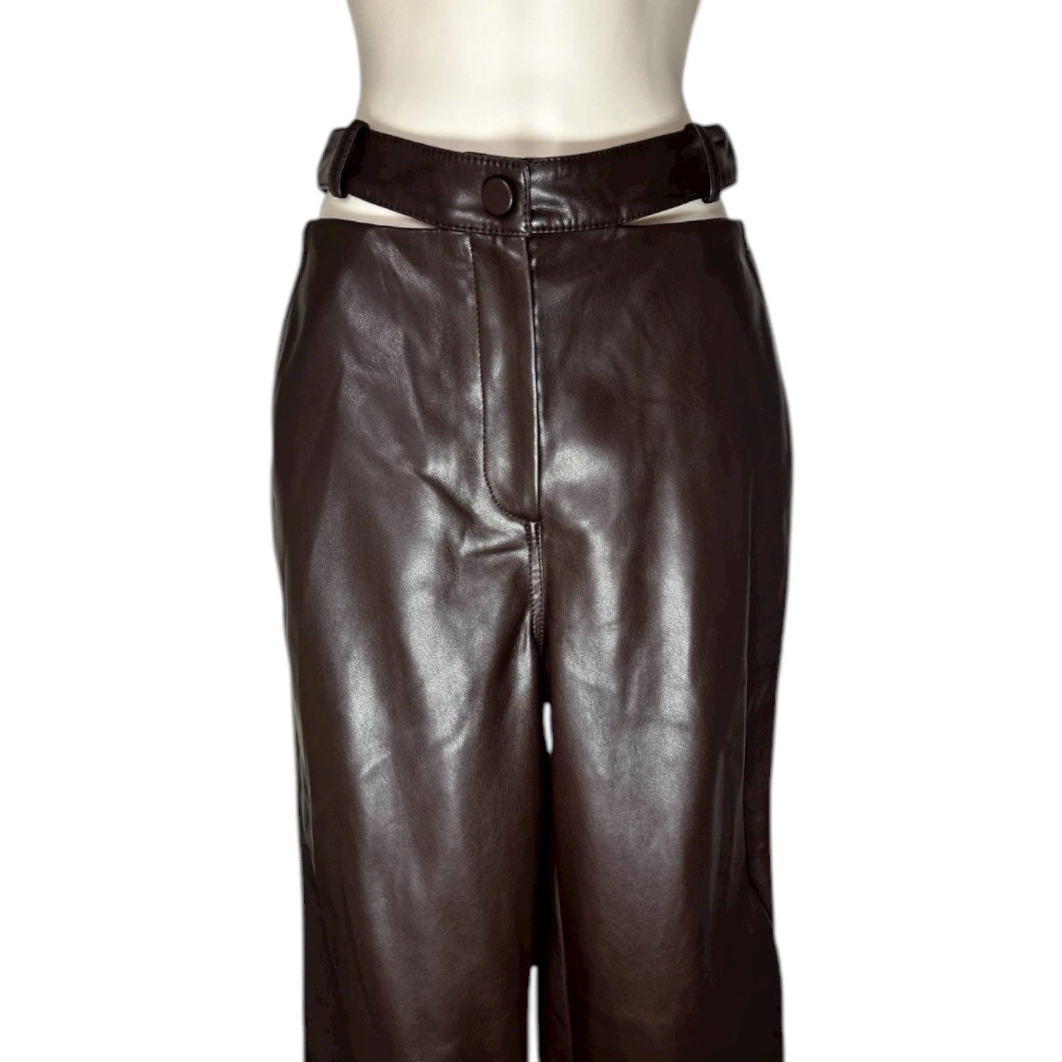 Simkhai Amelia Chocolate Vegan Leather Straight Leg Pants – US0