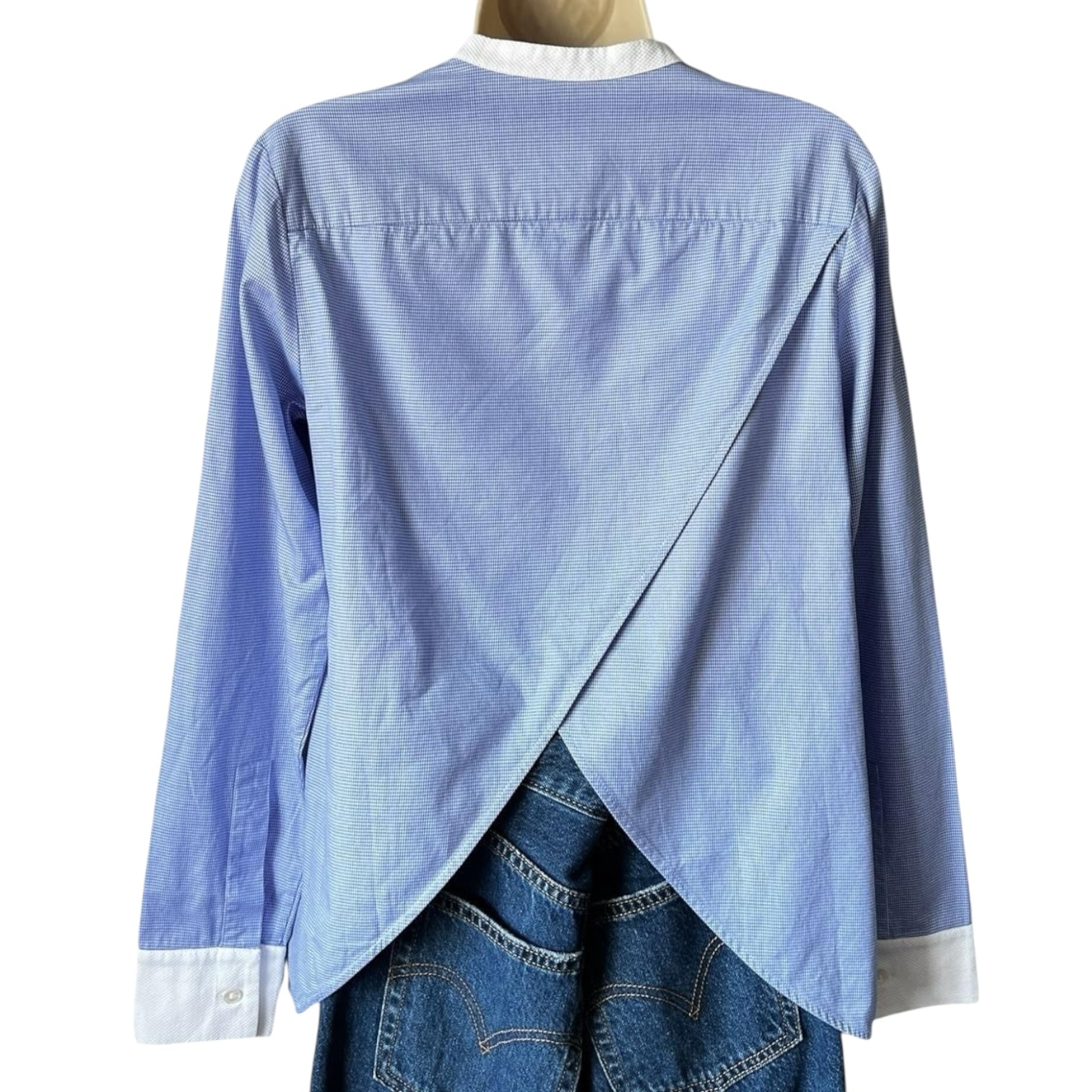 Stella McCartney Houndstooth Cotton Button Shirt – Retro Bib Front Wrap-Back, IT38