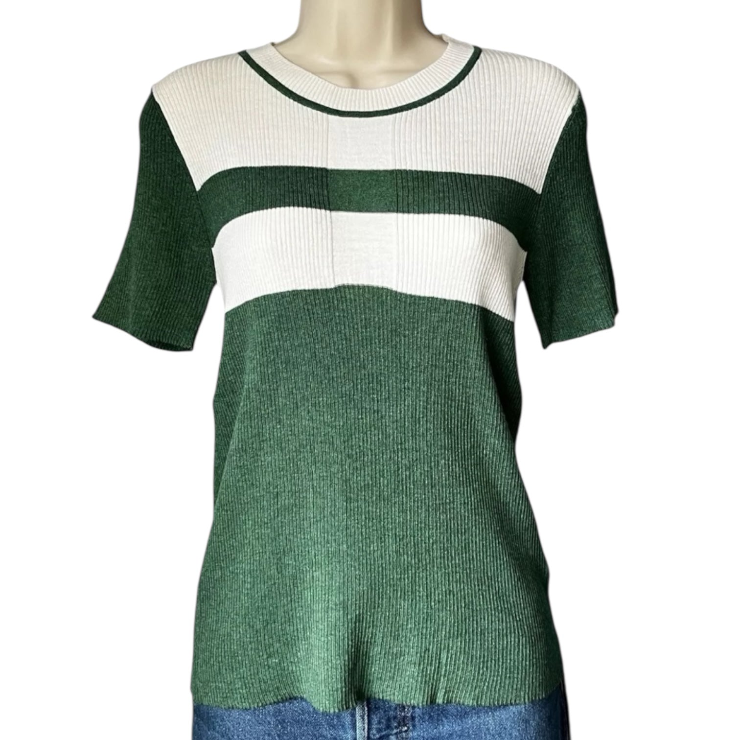 Rodier Ribbed Knit Polo T-Shirt – Short Sleeve Jumper, FR40 (UK12)