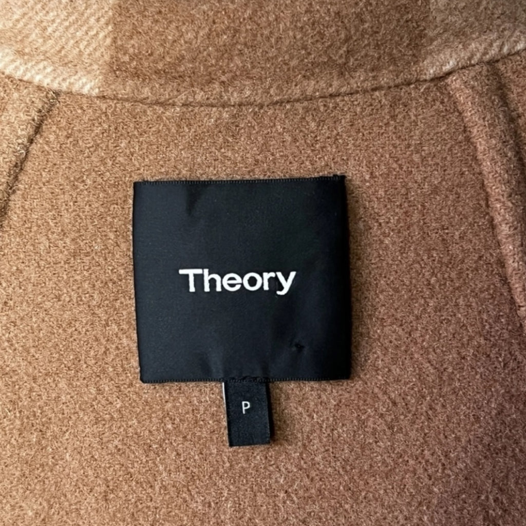 Theory Double-Faced Wool Check Overlay Open Coat – Oversized, Size P/XS – pre-loved