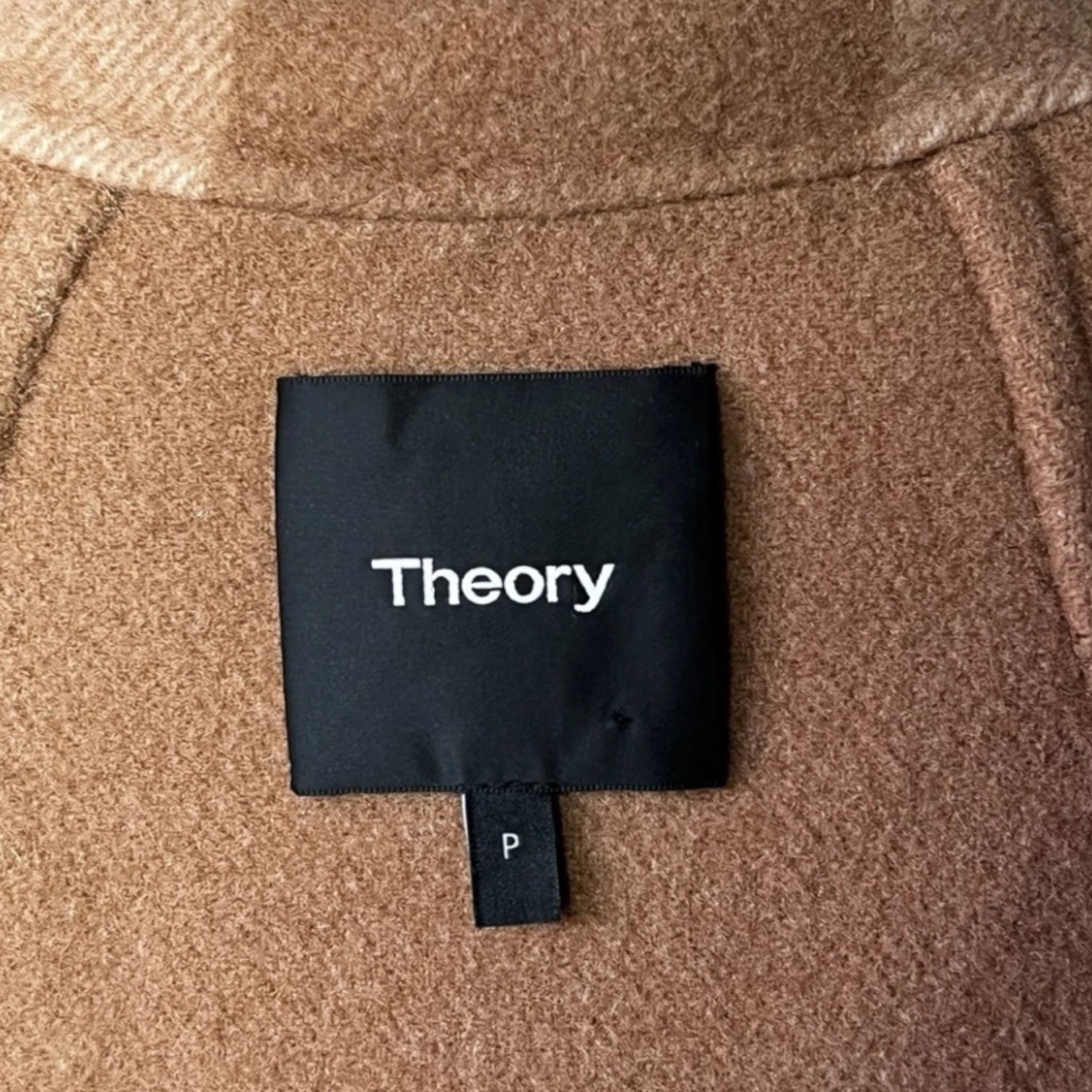 Theory Double-Faced Wool Check Overlay Open Coat – Oversized, Size P/XS – pre-loved