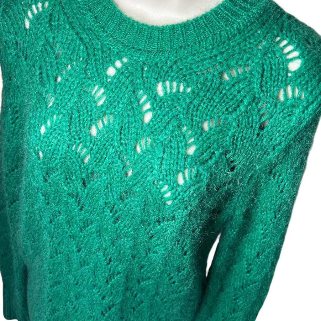 Maje Mohair Wool Pointelle Knit Jumper – Green, Size 2 (UK10) – pre-loved