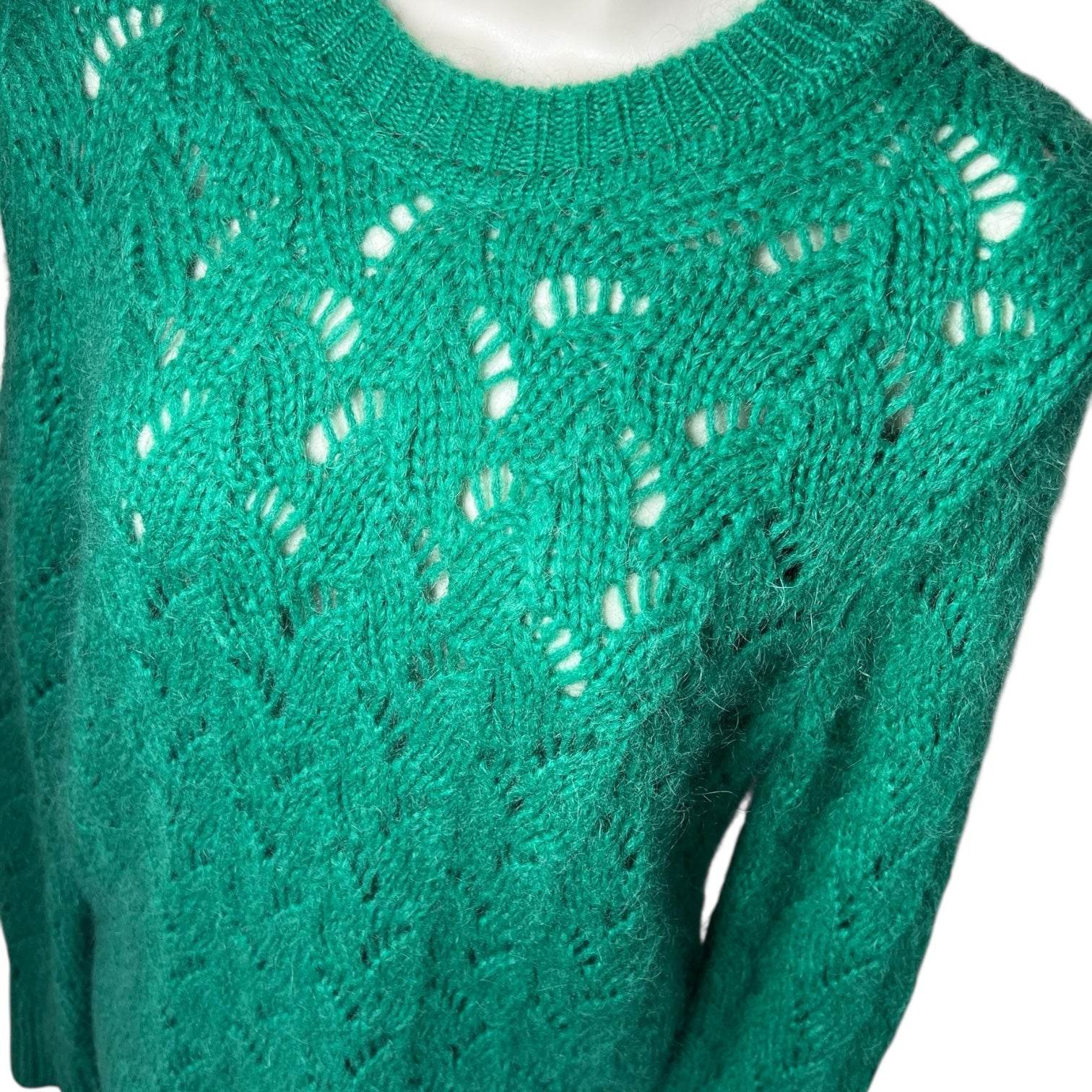 Maje Mohair Wool Pointelle Knit Jumper – Green, Size 2 (UK10) – pre-loved