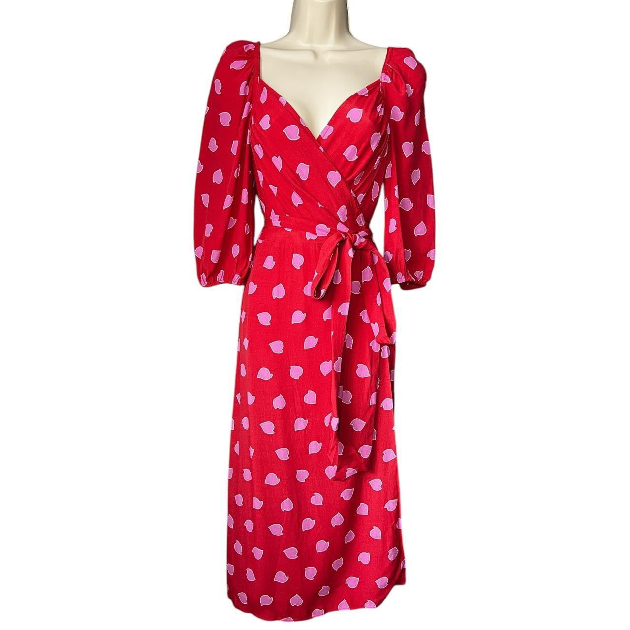 Diane Von Furstenberg Battista Petal Print Wrap Dress – US6