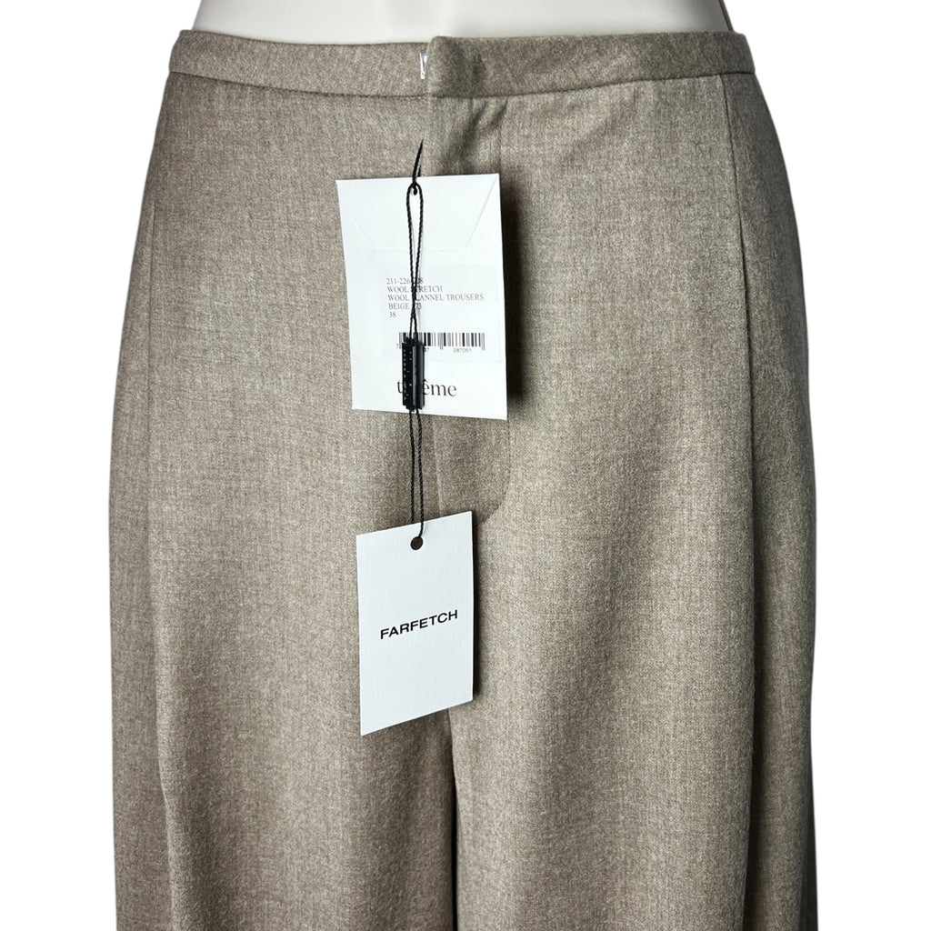 Totême Wool Flannel Pleated Trousers –  High-Waist Straight Leg, EU38