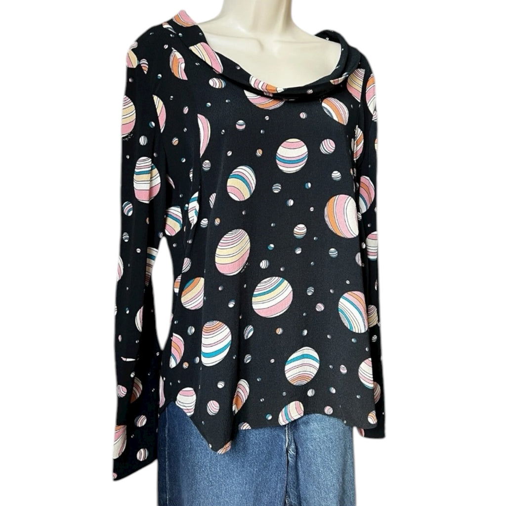 See By Chloé Planet Print Blouse – Celestial Long Sleeve Top, UK8