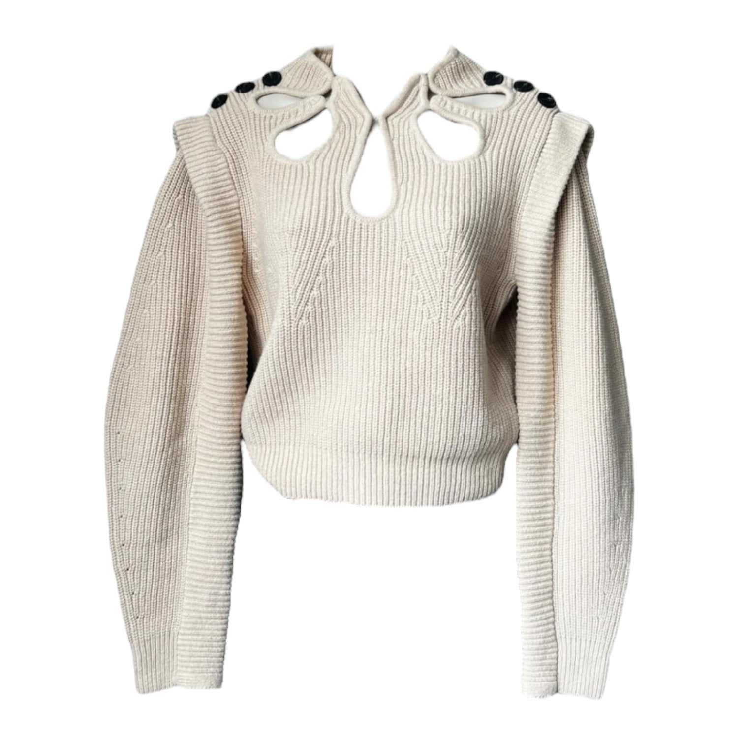 Self-Portrait Cut-Out Petal Knit Jumper – Cropped Style, Beige, Size L – pre-loved