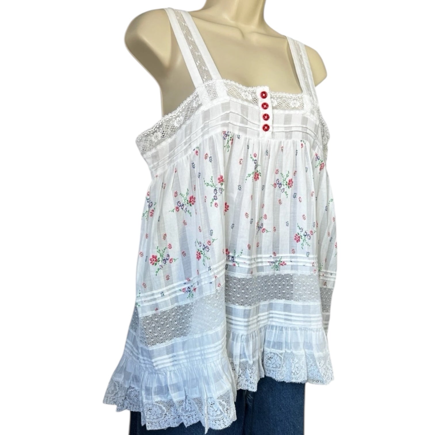 HIGH Use by Claire Campbell Floral Lace Cotton Top - IT42 (UK10)