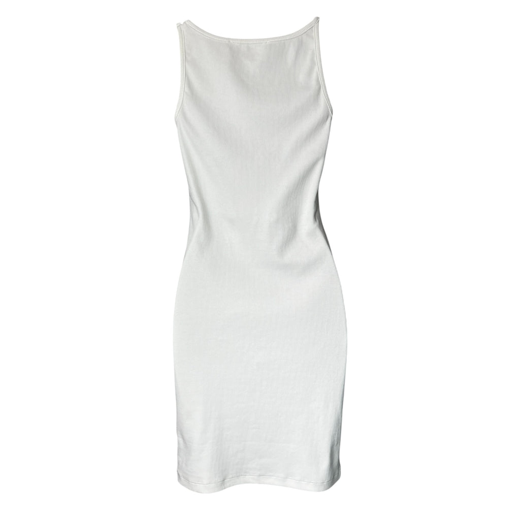 Off-White Ribbed Logo Mini Dress – Cotton, IT 44 (UK12) – pre-loved