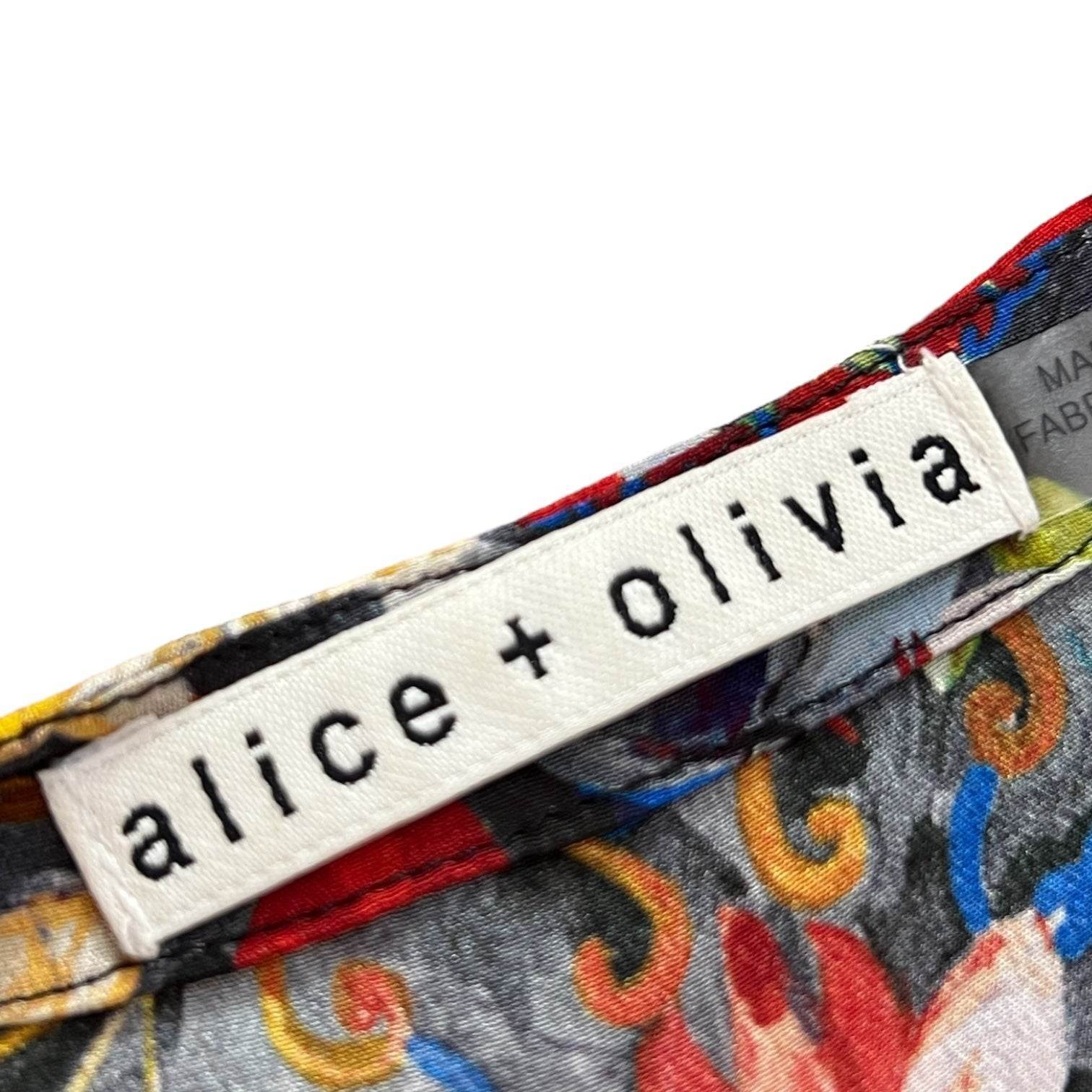 Alice + Olivia Silk Blouse – Floral Tapestry Print, Button Front, S – pre-loved