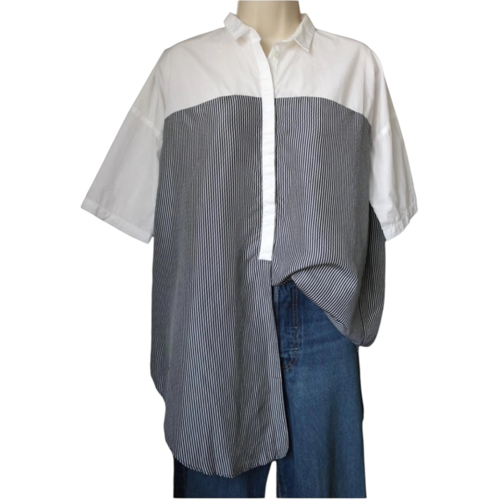 MaxMara Weekend Silk Cotton Striped Shirt – Relaxed Fit, UK10 – pre-loved