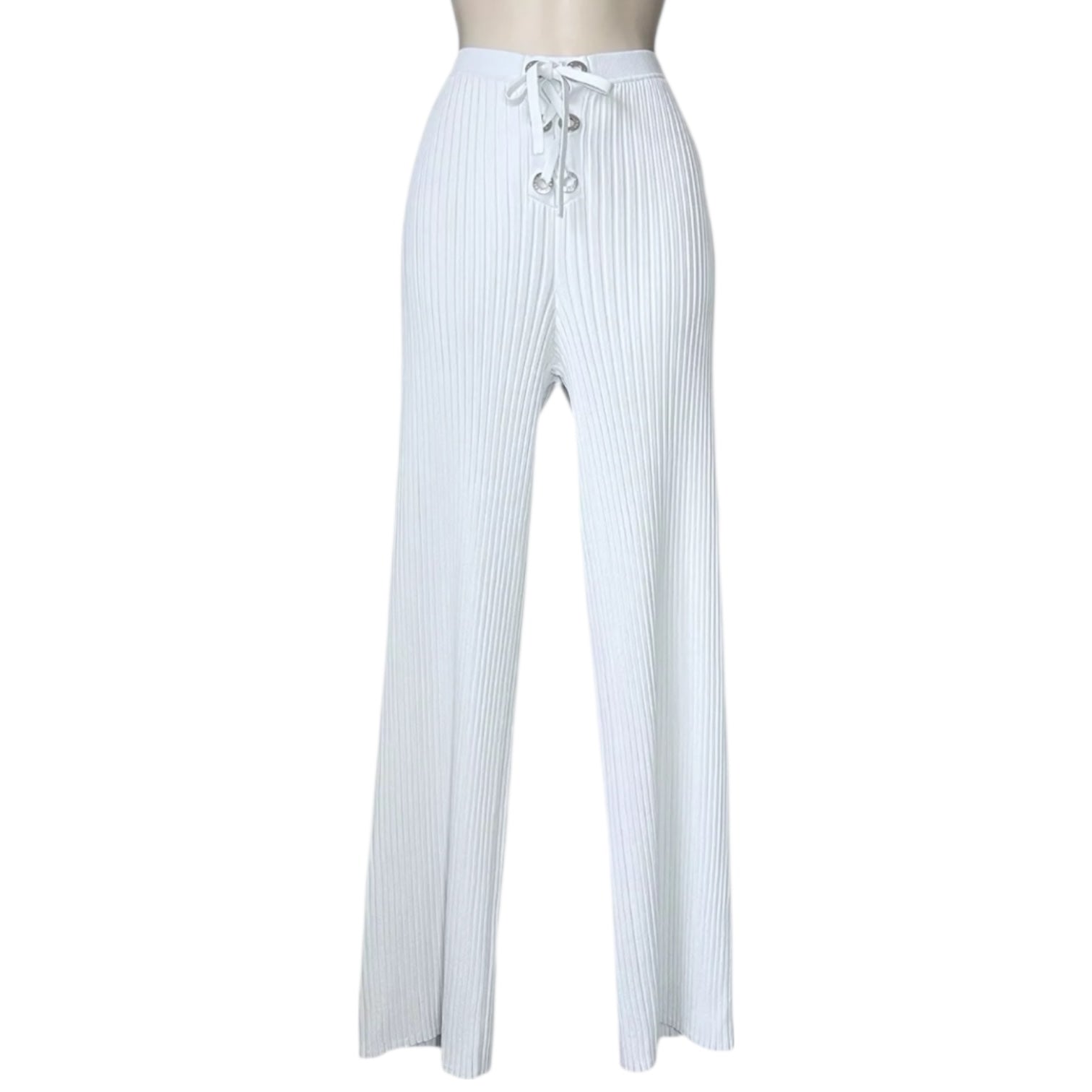 Dion Lee Ribbed Lace-Up Knit Crop Trousers – Light Blue, S
