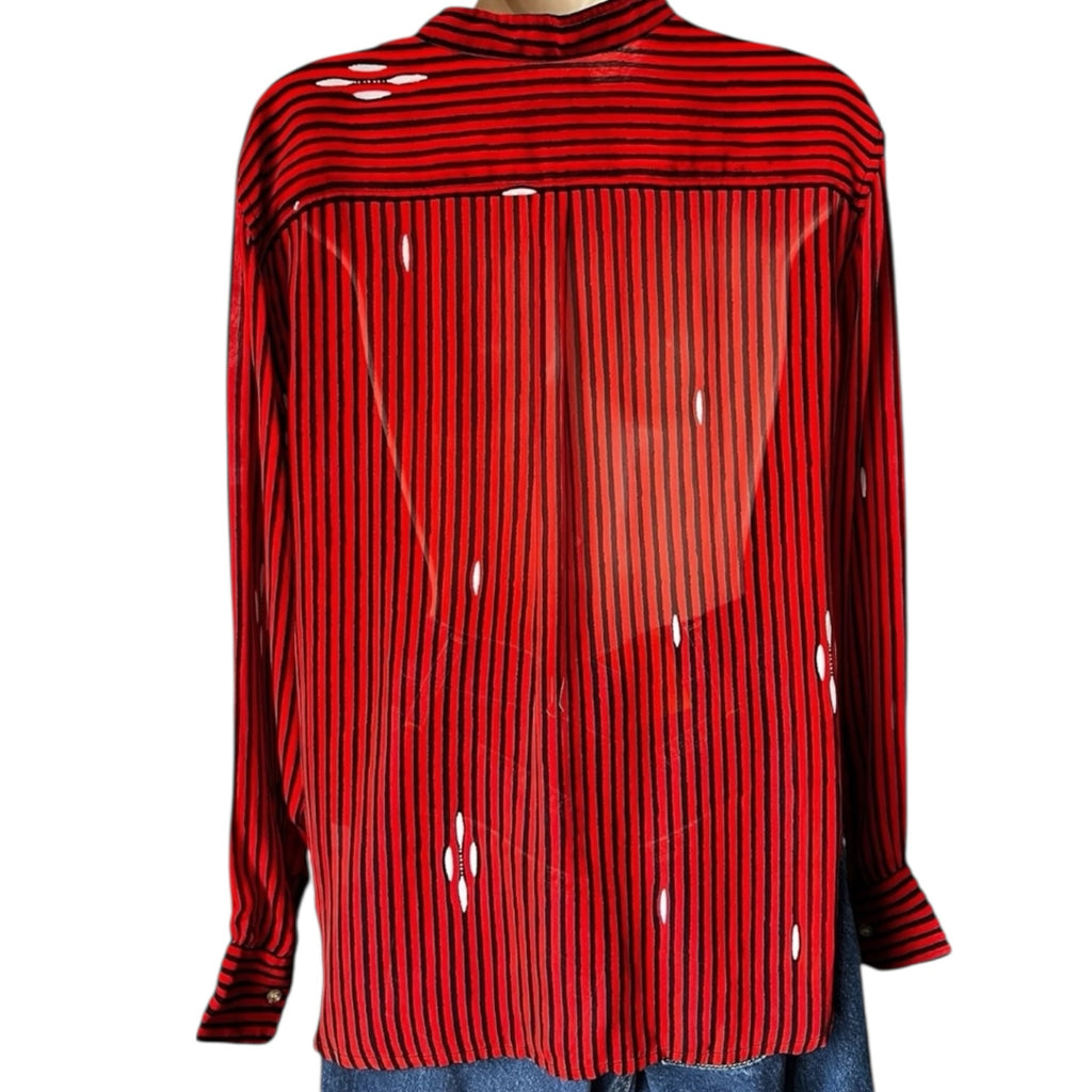 Isabel Marant Étoile Striped Voile Bib Blouse – Oversized Sheer Shirt, FR36 – pre-loved