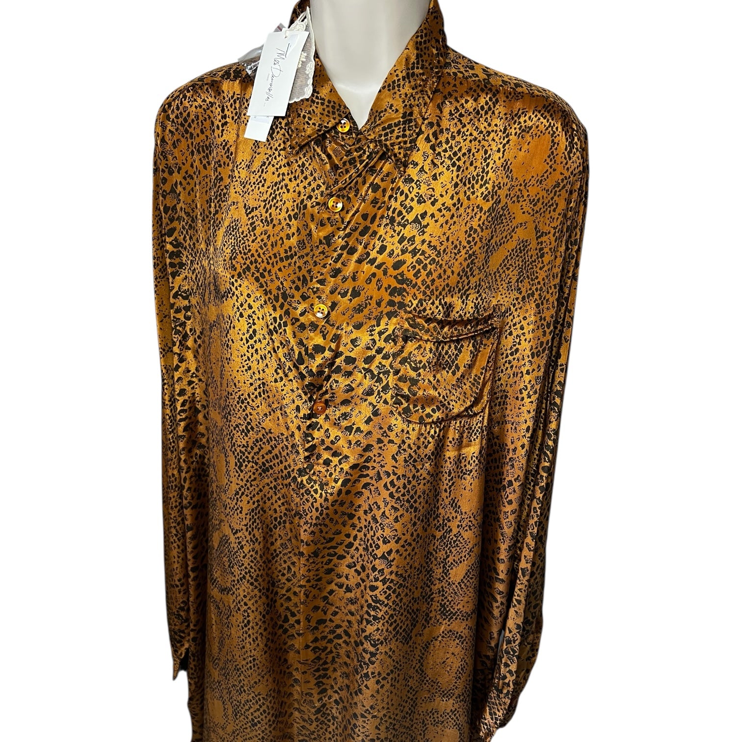 Mes Demoiselles Snake Print Kaftan Shirt Dress – Relaxed Tunic Blouse, FR38