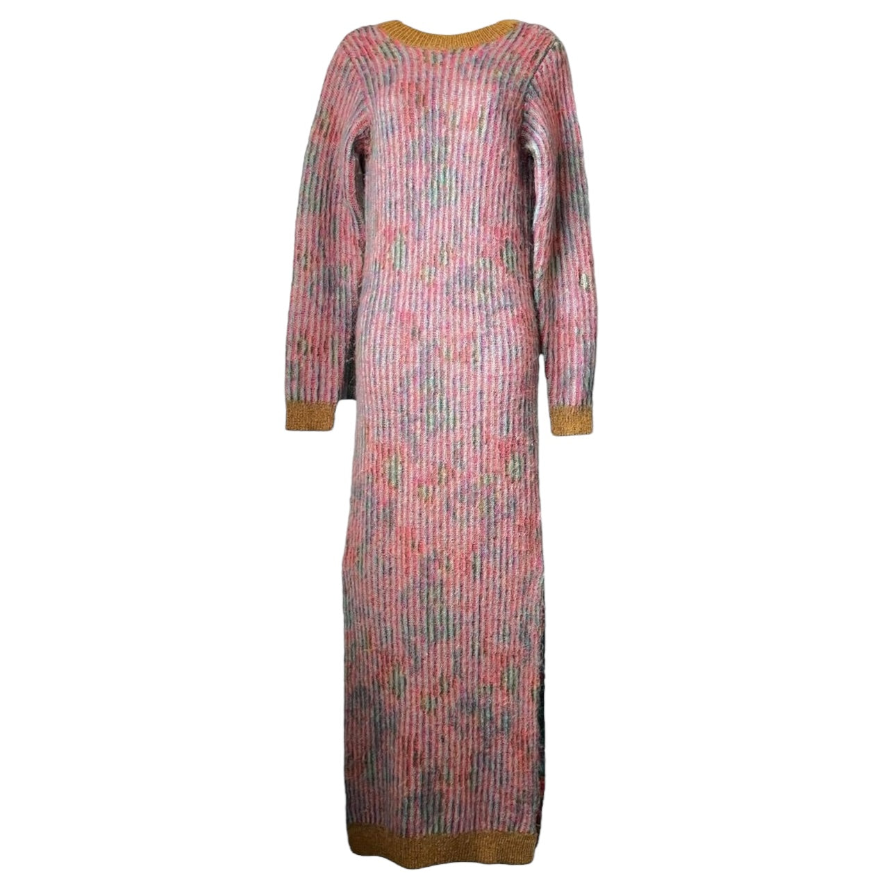 Remain Birger Wool & Kid Mohair Jacquard Knit Midi Dress – Open Back, Side Slits, DE36 (UK10)