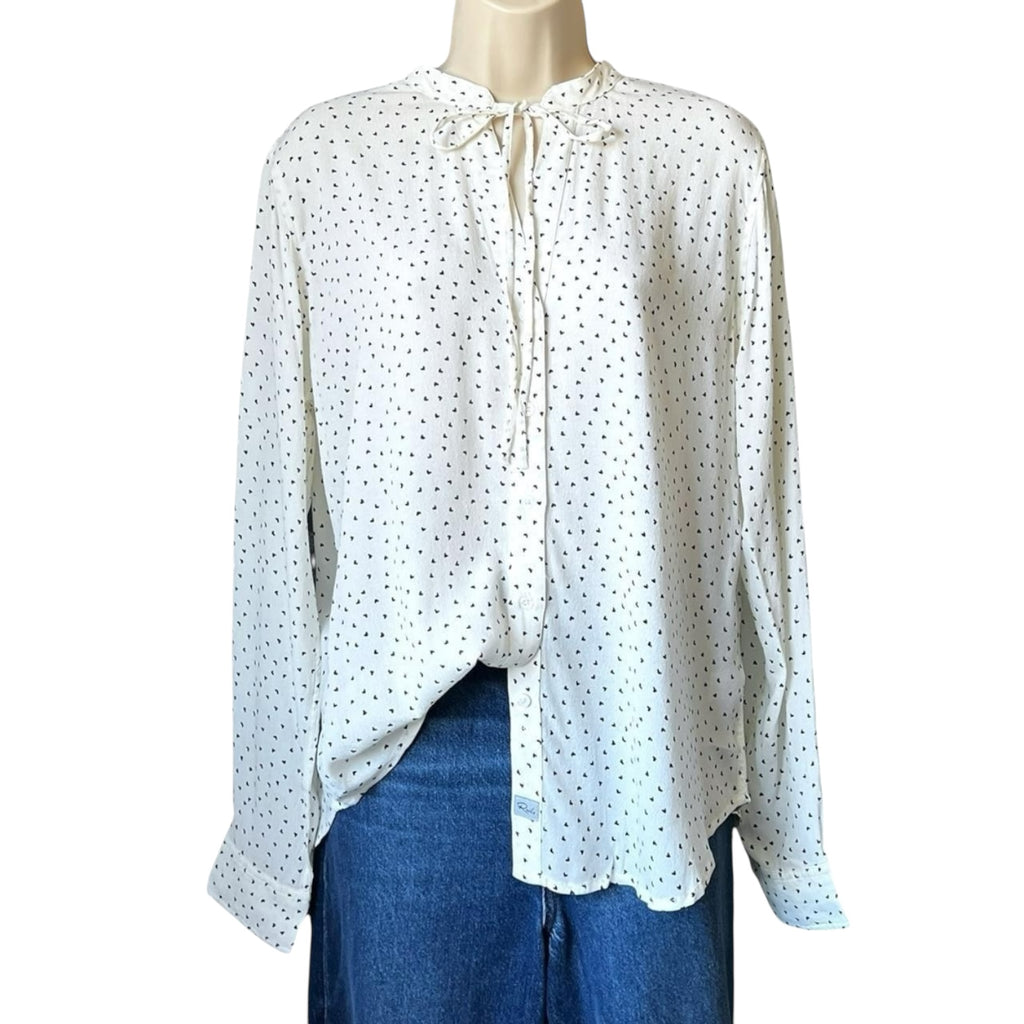 Rails Heart Print Tie-Neck Crepe Blouse – Casey, S