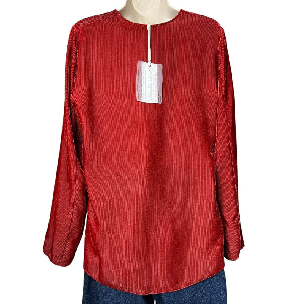 Forte Forte Ribbed Corduroy V-Neck Shirt – Cameo Red, Side Slits, Relaxed Fit, Sz 1 – pre-loved