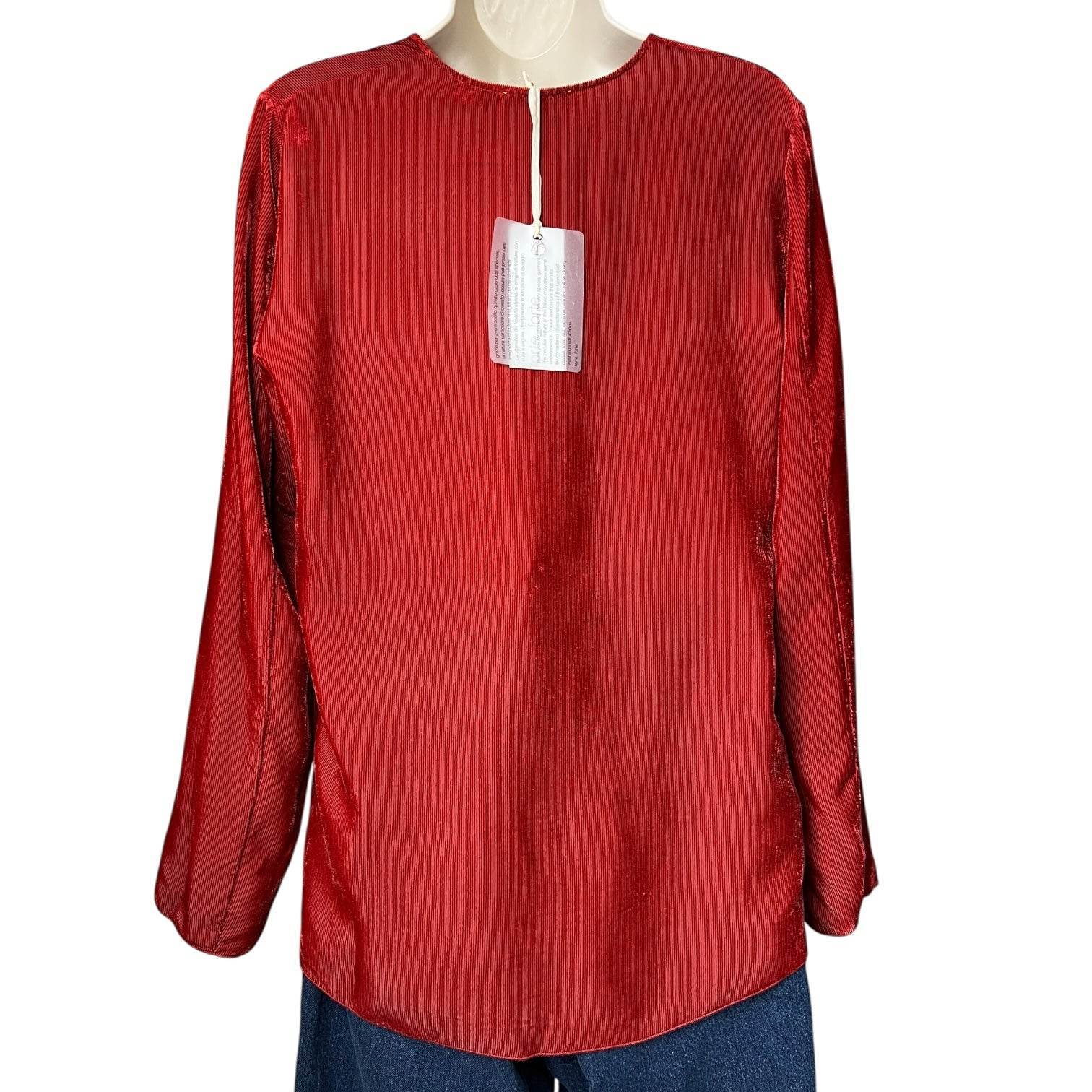 Forte Forte Ribbed Corduroy V-Neck Shirt – Cameo Red, Side Slits, Relaxed Fit, Sz 1 – pre-loved