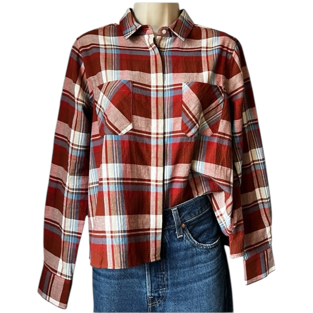 Chloé Stora Flannel Plaid Cropped Shirt – FR36 / UK8