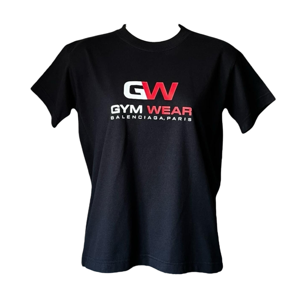 Balenciaga GW Gym Wear Logo Print Cotton T-Shirt – M