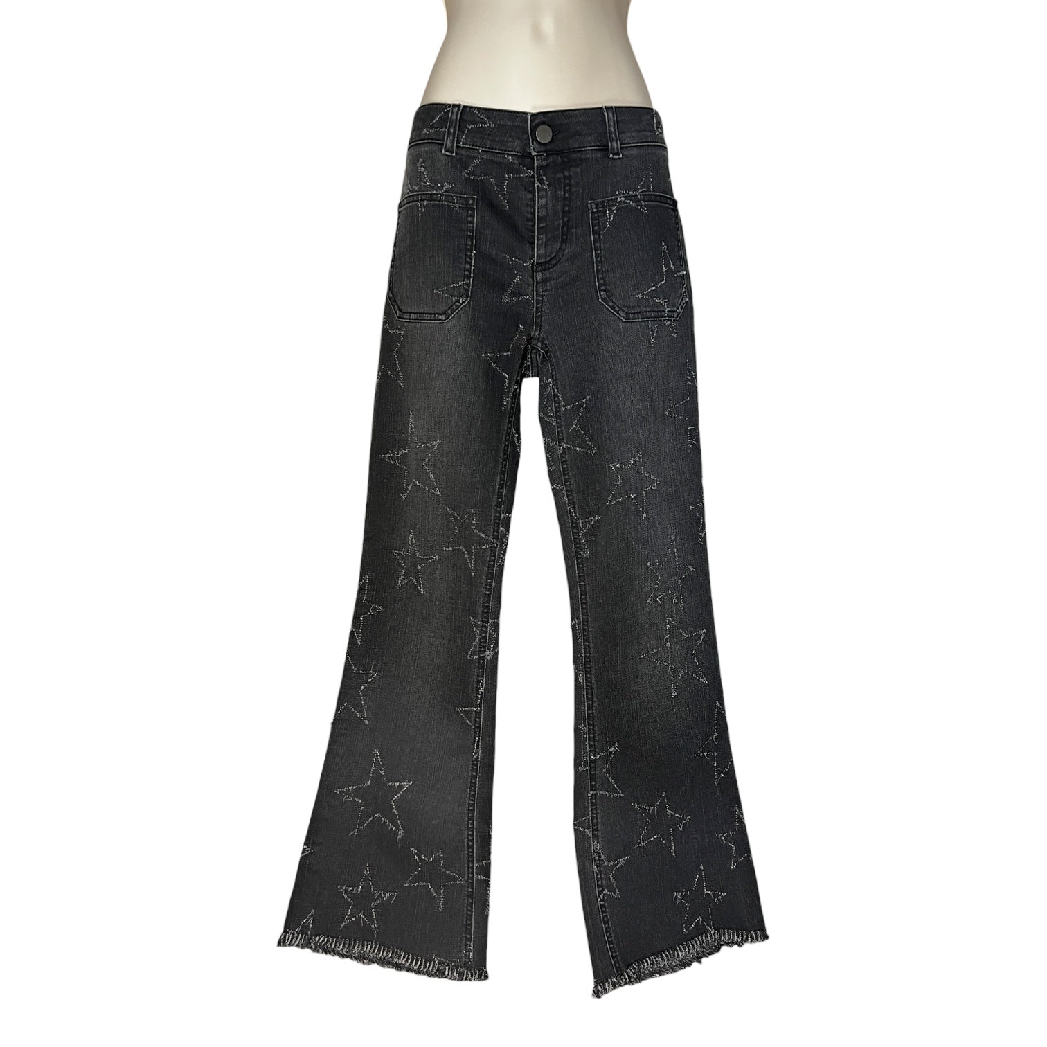 Stella McCartney Faded Black Star Bootcut Crop Jeans – 30