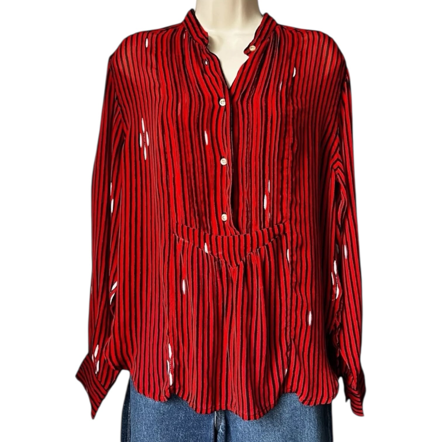 Isabel Marant Étoile Striped Voile Bib Blouse – Oversized Sheer Shirt, FR36 – pre-loved