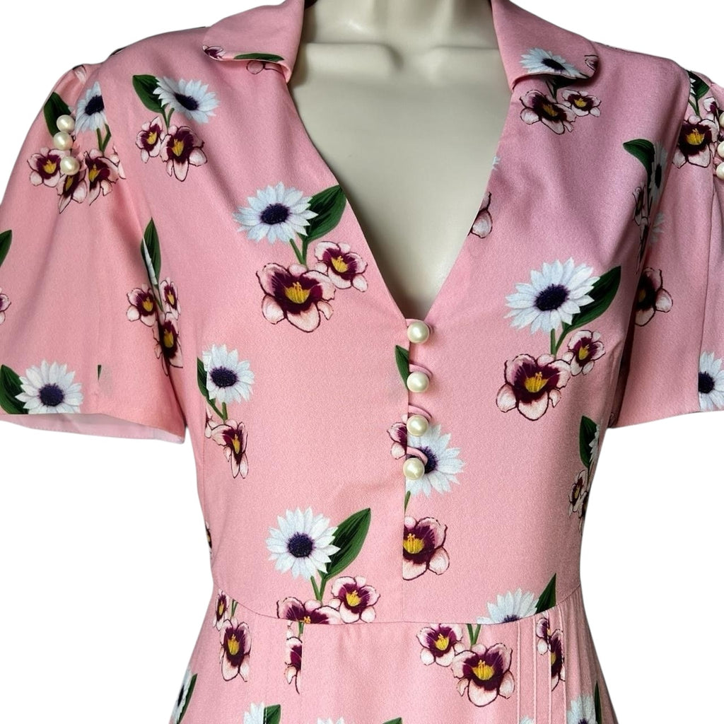Borgo De Nor Adelaide Pink Floral Midi Dress – UK8