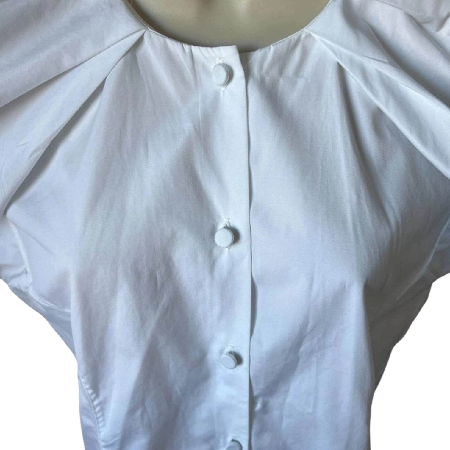 Khaite ‘Tanya’ Puff Sleeve Shirt – Cotton Poplin, Princess Seams, Size S – pre-loved
