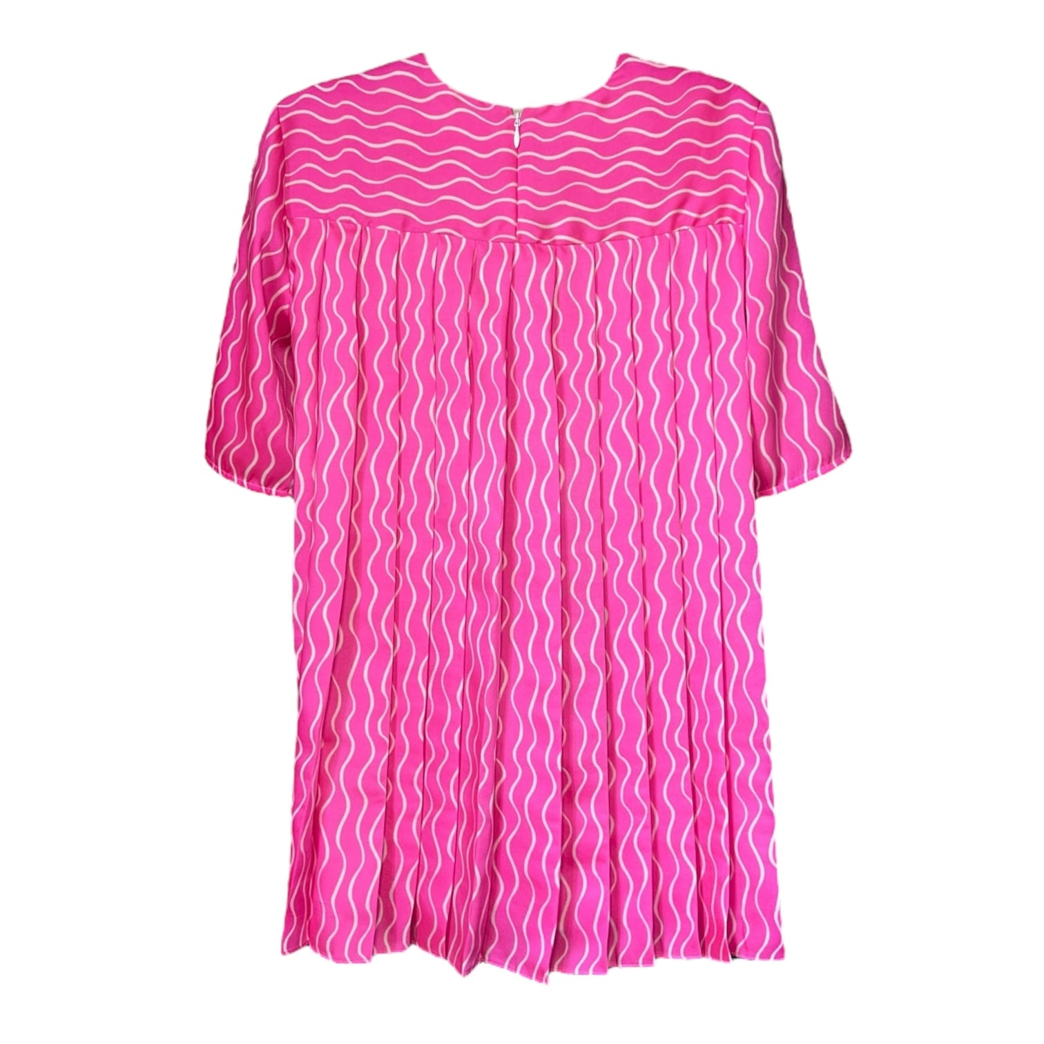 Victoria Beckham Pleated Back Blouse – Fuchsia Pink, Short Sleeve Top, UK8