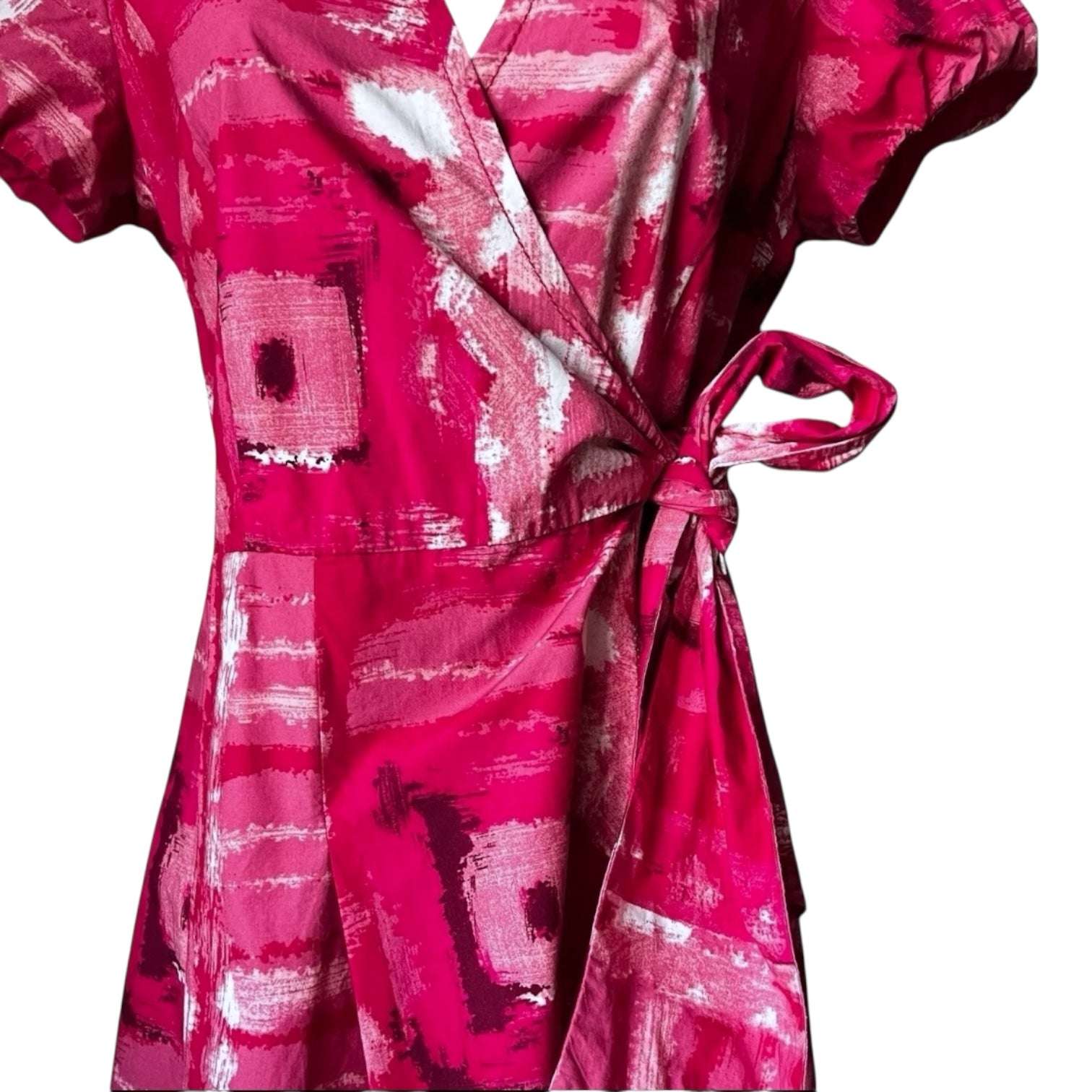 MaxMara Weekend Cotton Wrap Dress – Abstract Print, Flare Style, UK 10 – pre-loved