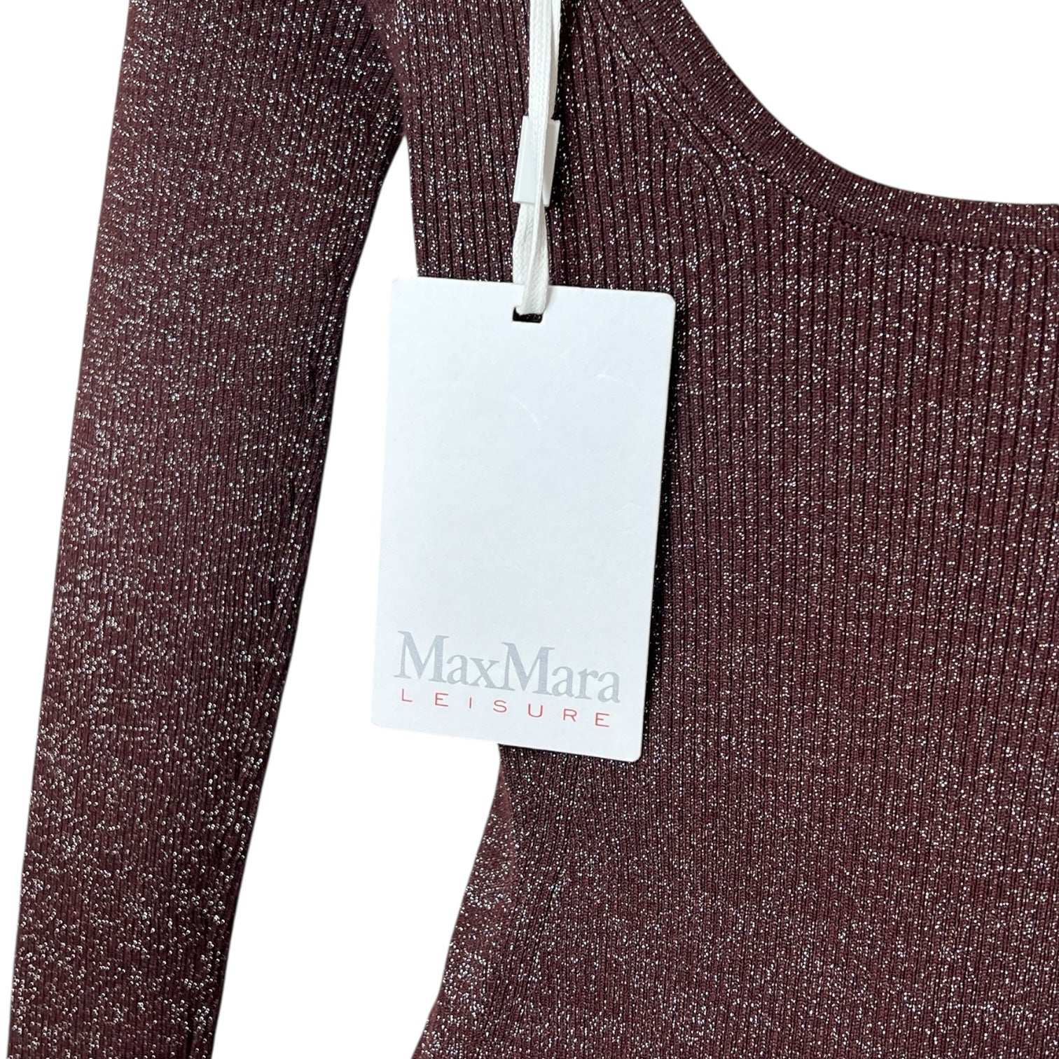 MaxMara Favella Ribbed Knit Jumper – Wine Metallic Thread, XS – pre-loved