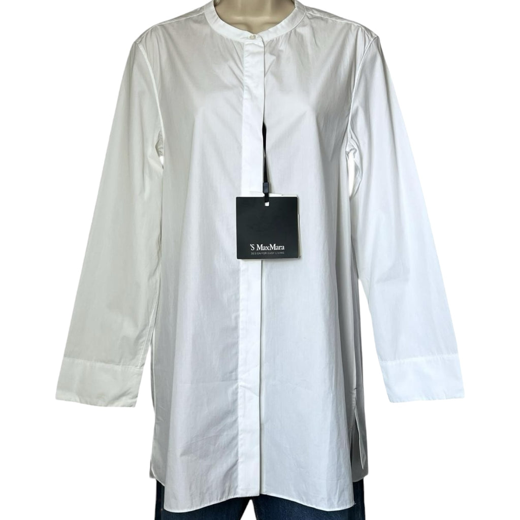 Max Mara Eritrea Cotton Poplin Tunic Button Shirt – UK10