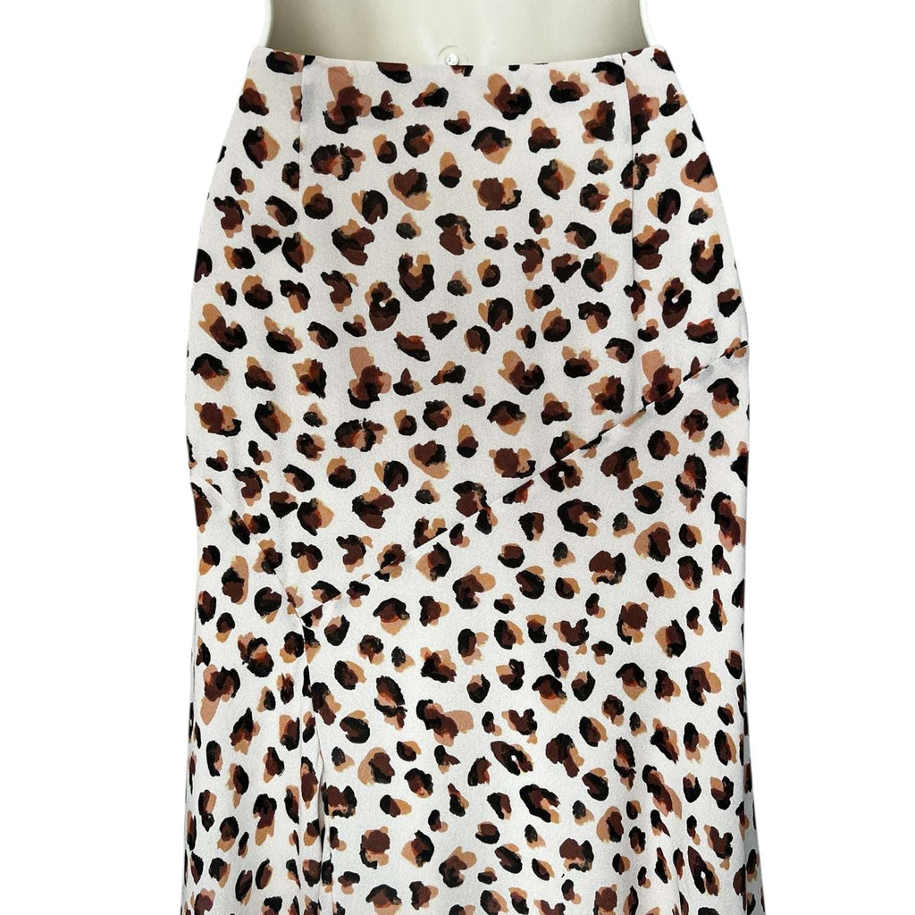 Theory Silk Midi Skirt – Asymmetrical Hem, Leopard Flora Print, US 2 – pre-loved