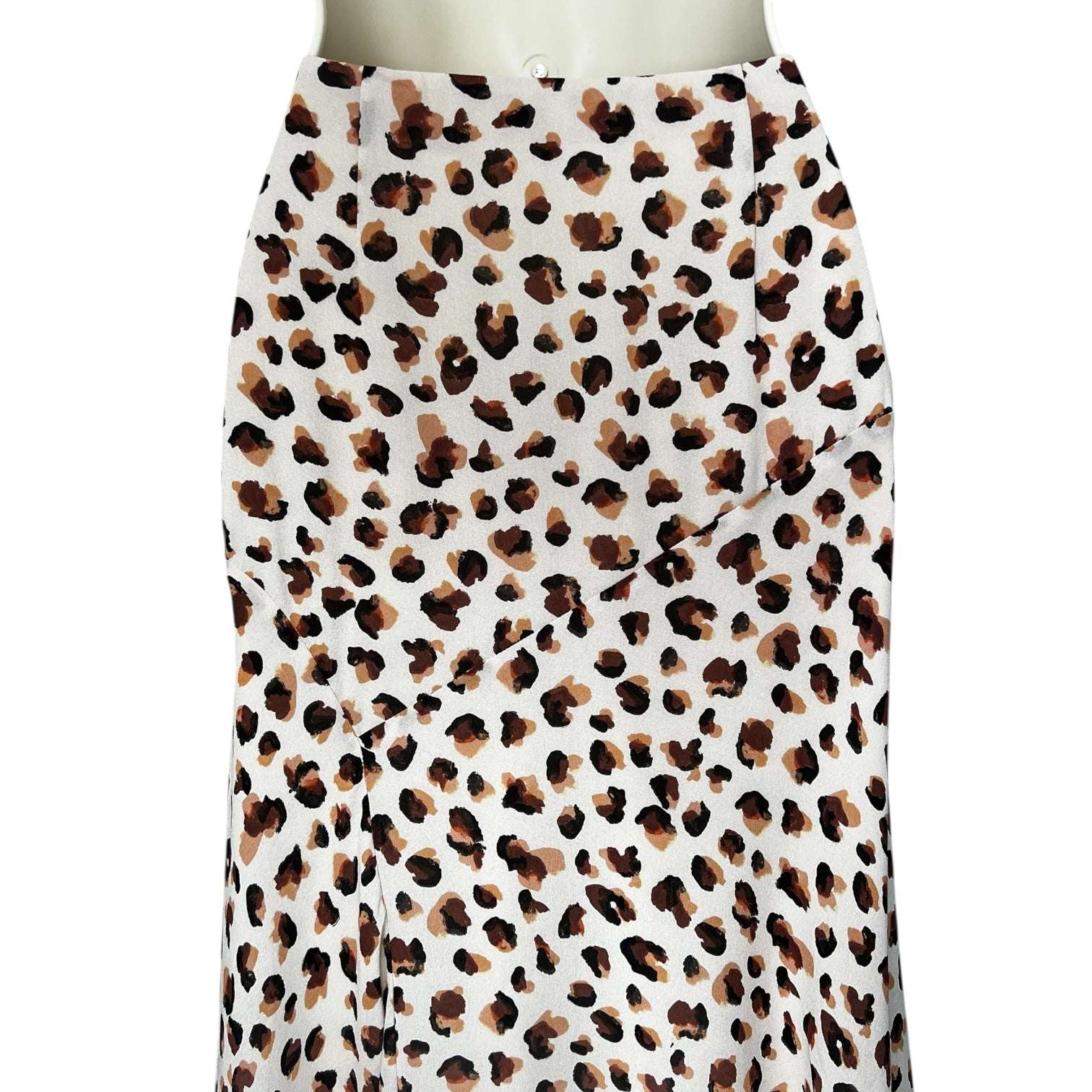 Theory Silk Midi Skirt – Asymmetrical Hem, Leopard Flora Print, US 2 – pre-loved