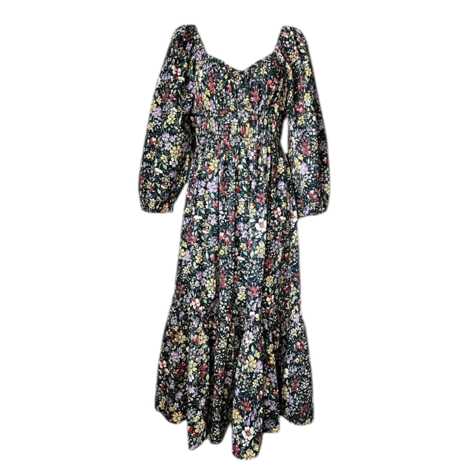 Pink City Prints Prairie Tiered Sweetheart Midi Dress – Cotton, XS