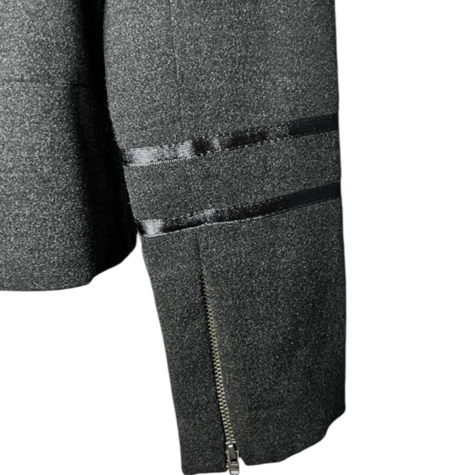 Anine Bing Tailored Military Zip Jacket – Structured Wool Blend, Dark Grey, Size L – pre-loved
