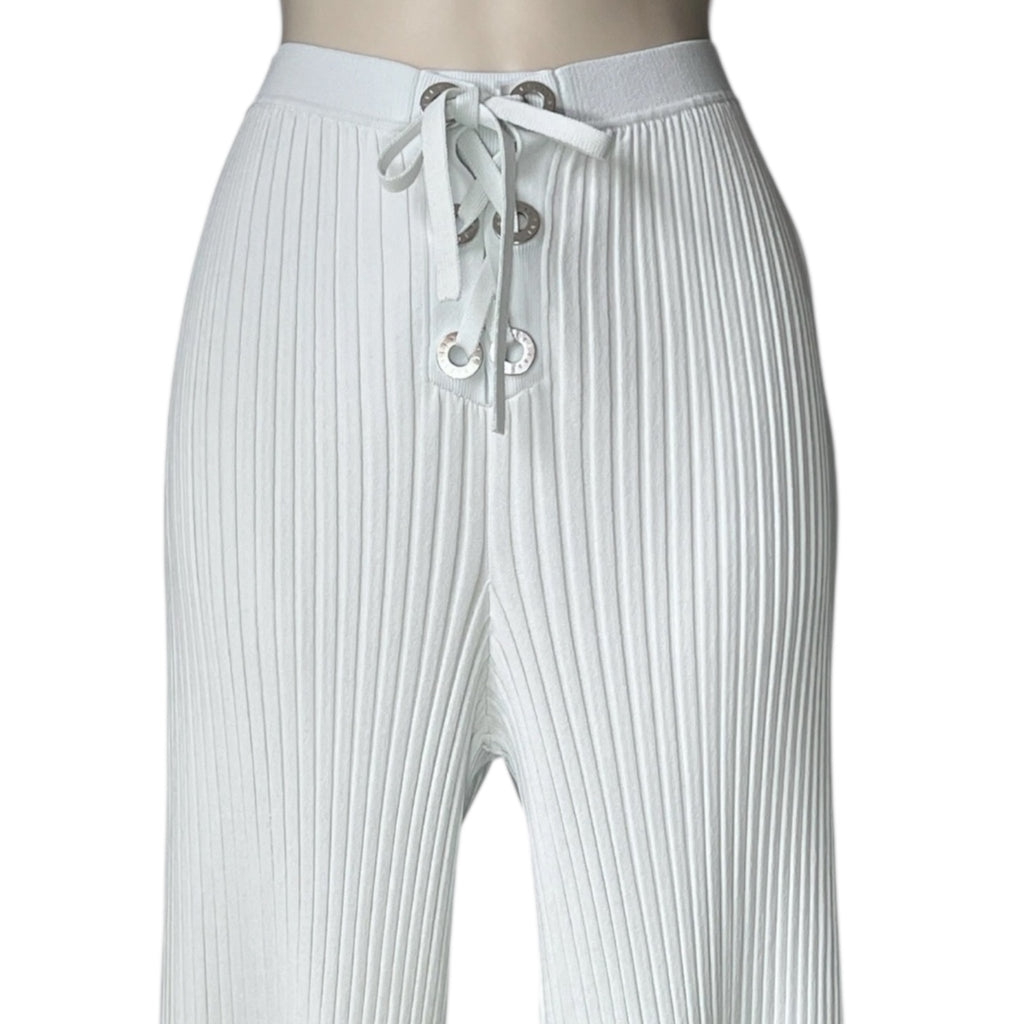Dion Lee Ribbed Lace-Up Knit Crop Trousers – Light Blue, S