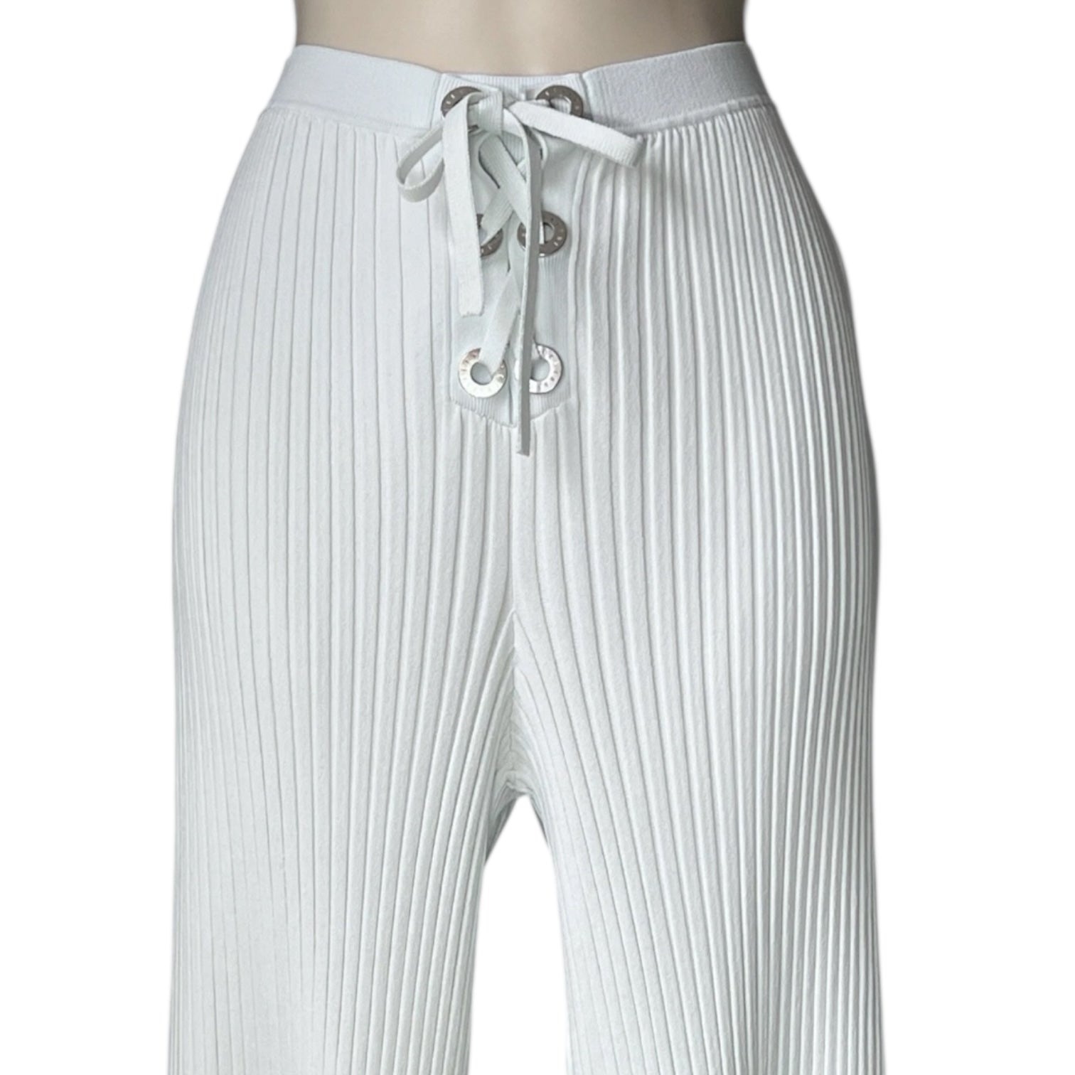 Dion Lee Ribbed Lace-Up Knit Crop Trousers – Light Blue, S