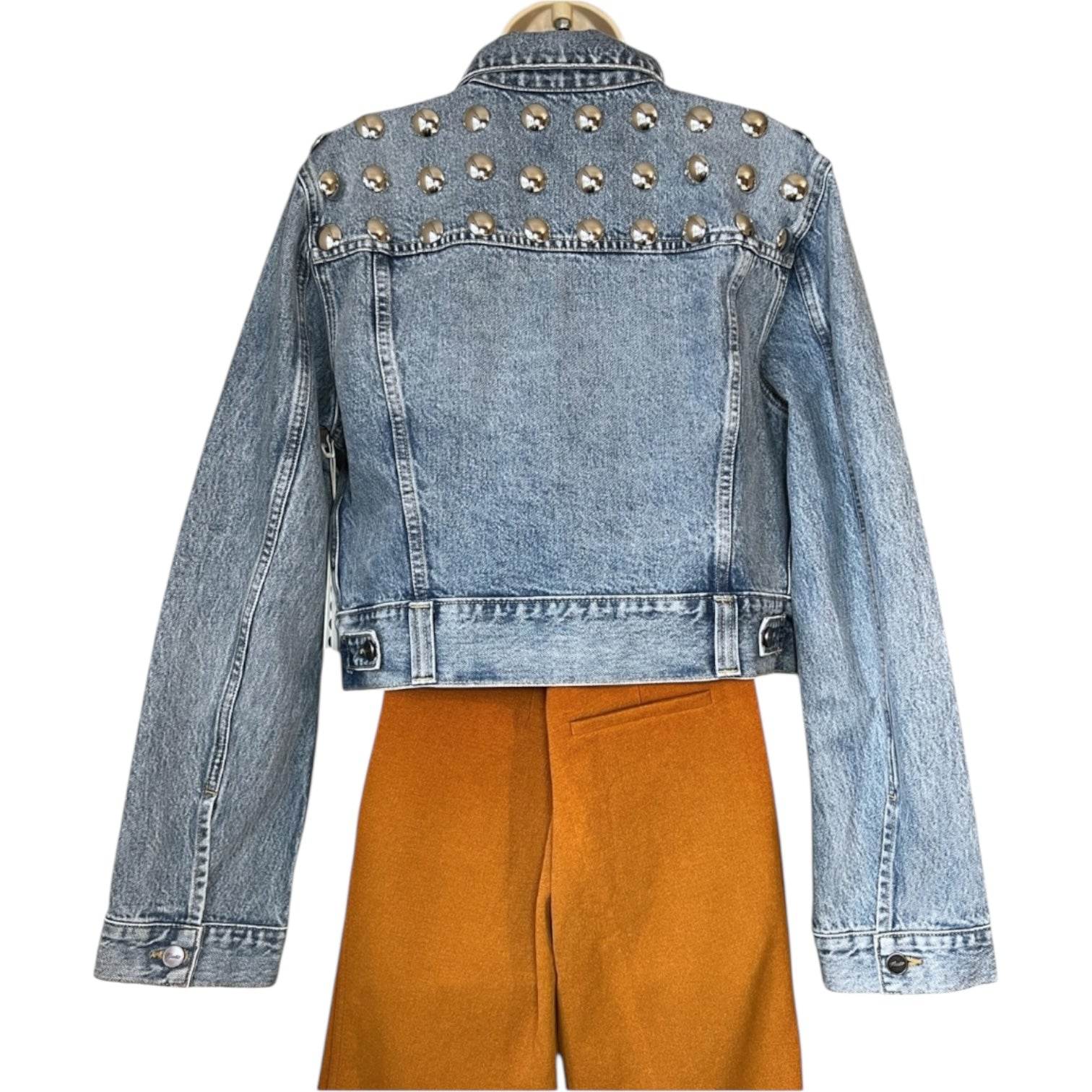 Khaite ‘Rizzo’ Studded Denim Jacket – Silver Hardware, Western Chic, Size L – pre-loved