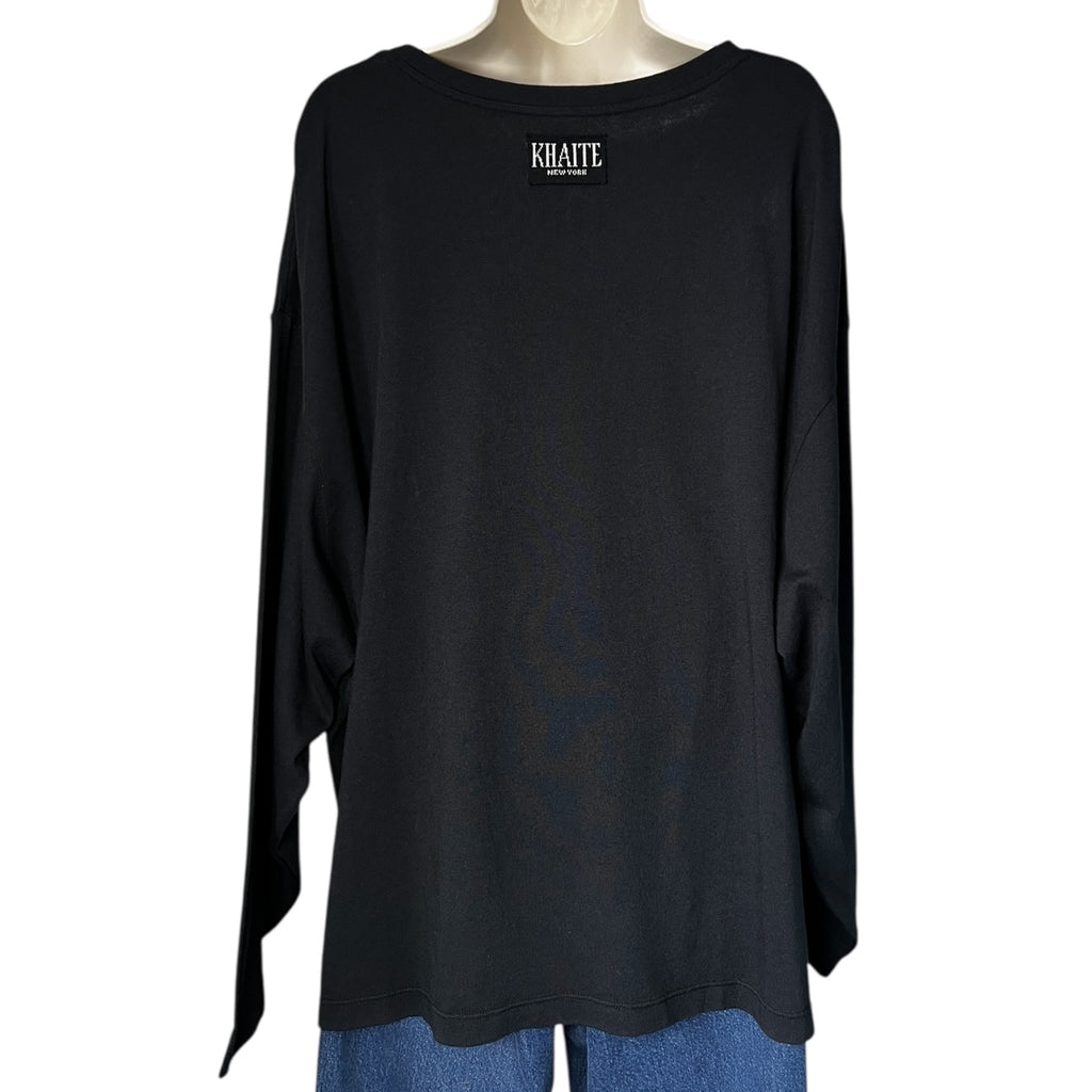 Khaite “The Imogen” Oversized Logo Patch Pocket Long Sleeve T-Shirt – XL