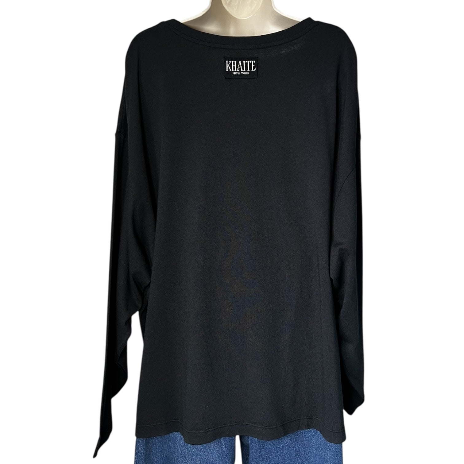 Khaite “The Imogen” Oversized Logo Patch Pocket Long Sleeve T-Shirt – XL