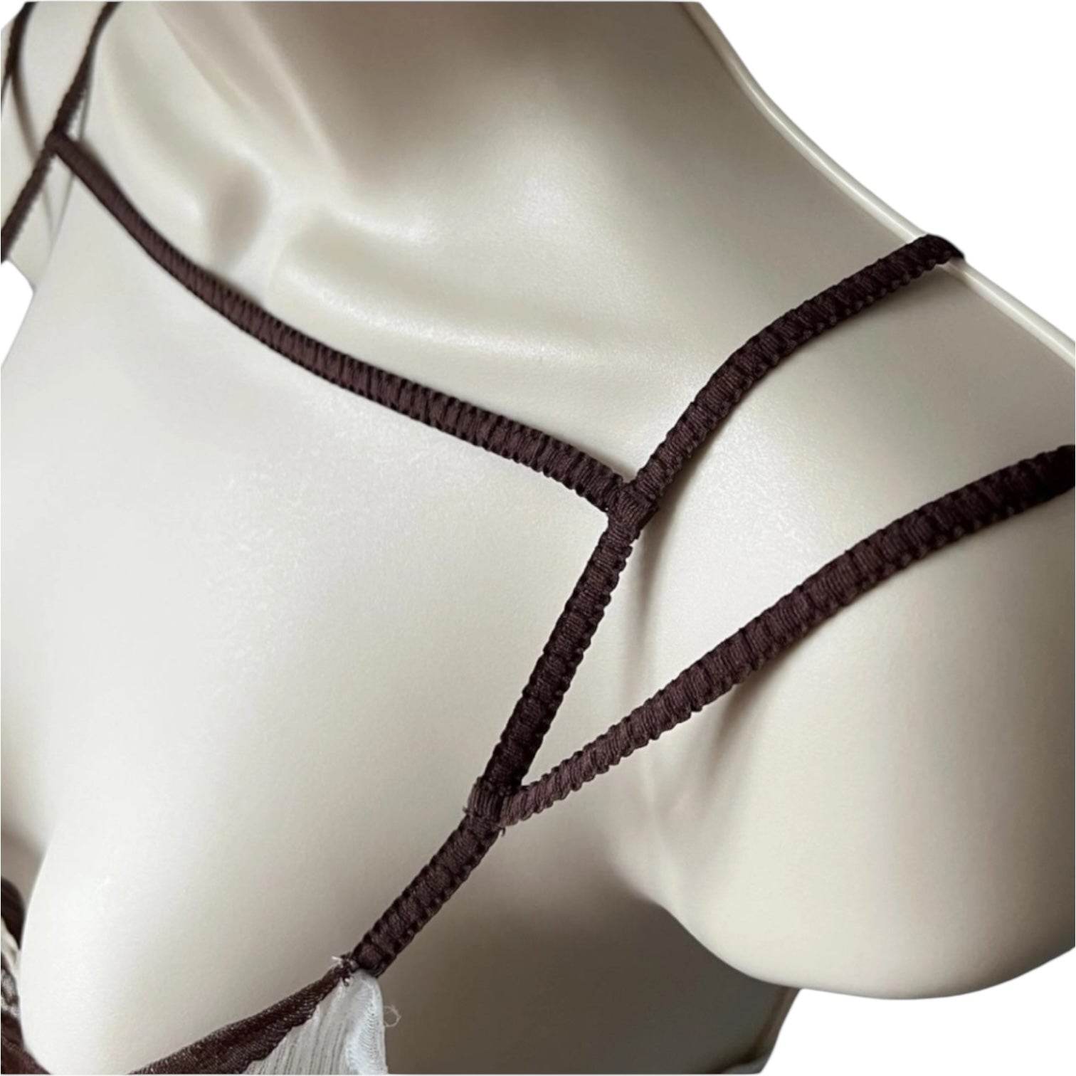 Jacquemus Le Papier Sheer Rib Knit Stripe Bralette – Le Bandeau Sognu, Brown FR38 – pre-loved