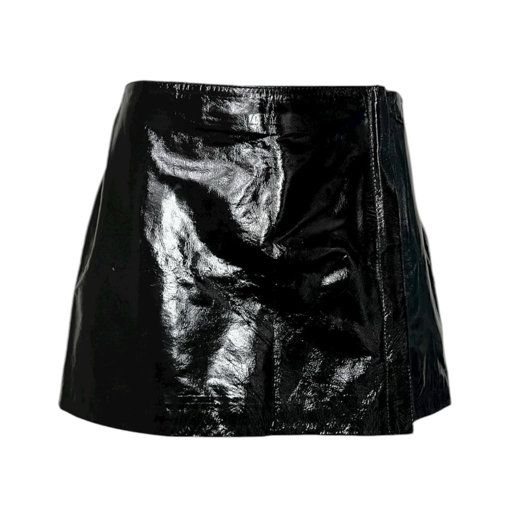 P.A.R.O.S.H. Black Patent Leather Mini Skirt – Zip, XS