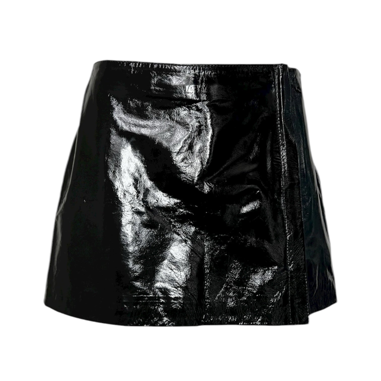 P.A.R.O.S.H. Black Patent Leather Mini Skirt – Zip, XS