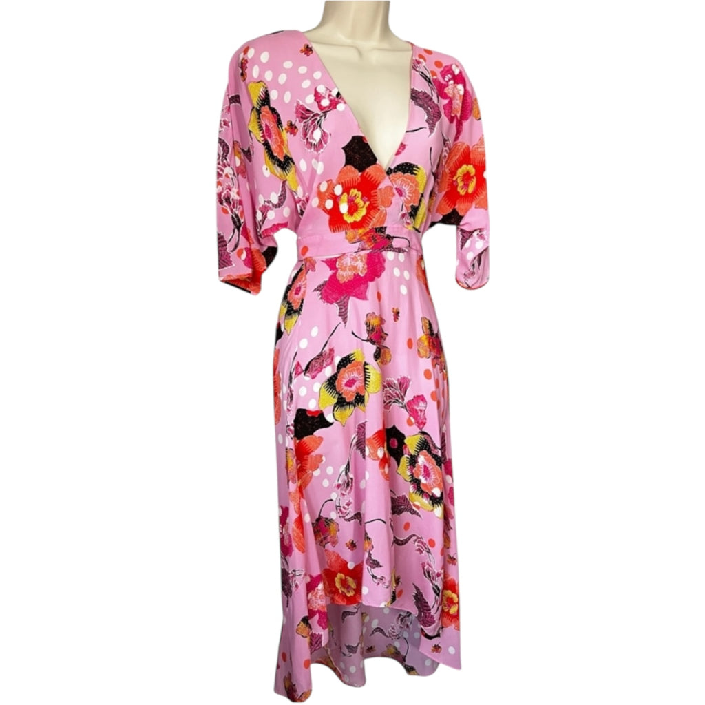 Diane von Furstenberg Eloise Silk-Viscose Crepe Wrap Midi Dress – Floral, Size XS – pre-loved