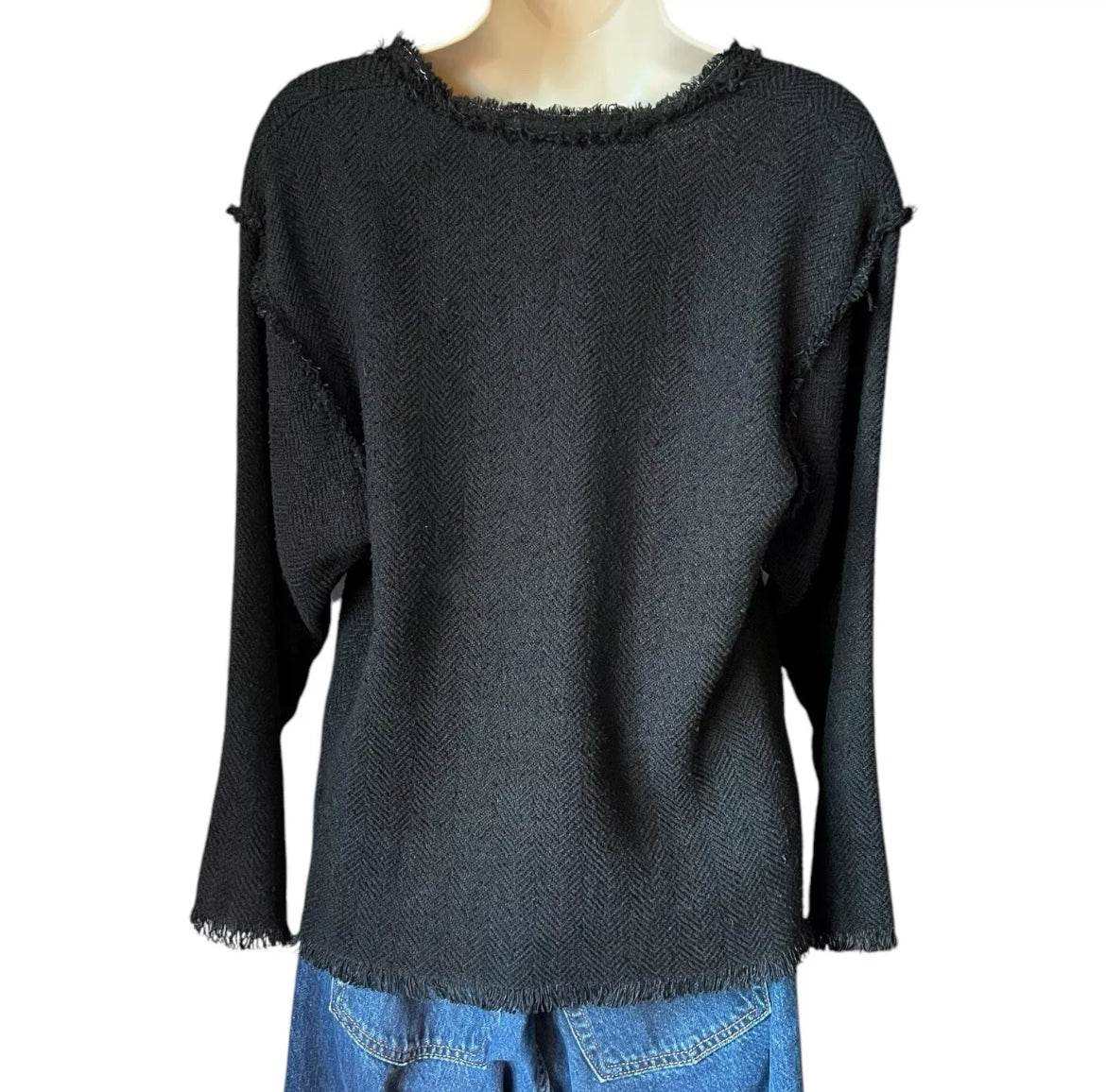Isabel Marant Linen Fringe Jumper – Wide Sleeves, Relaxed Fit, FR 38 – pre-loved